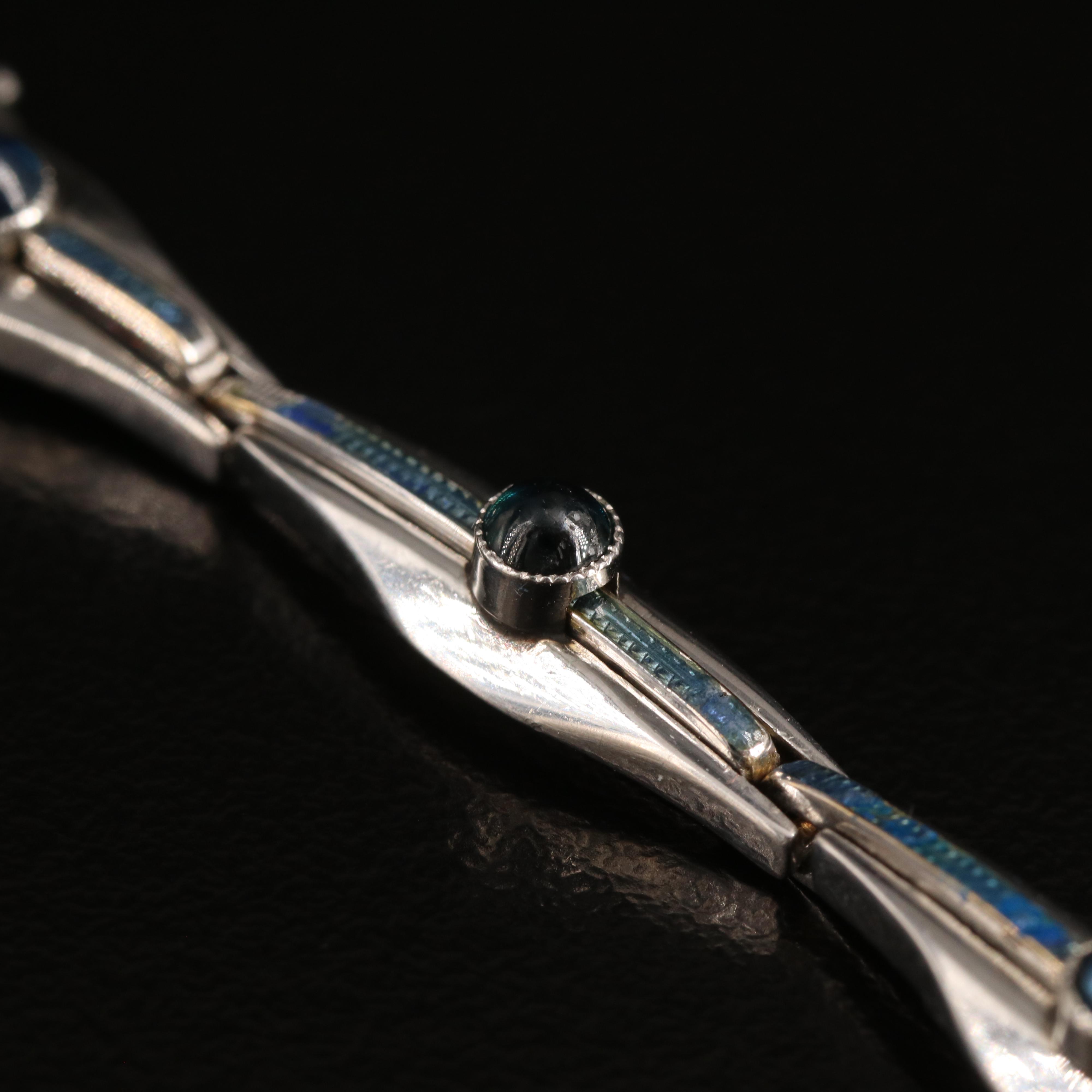Art Deco Platinum Sapphire and Enamel Bracelet