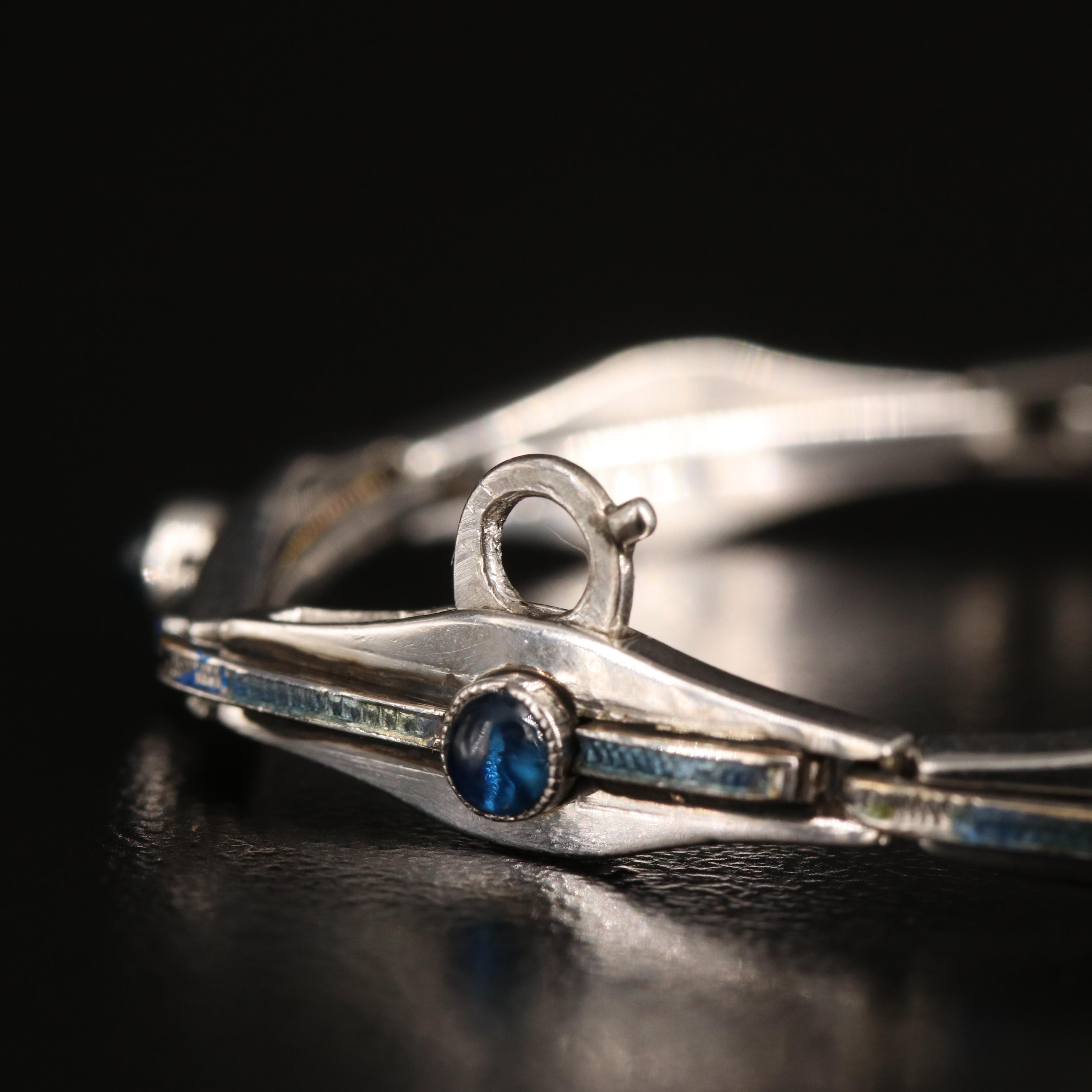 Art Deco Platinum Sapphire and Enamel Bracelet