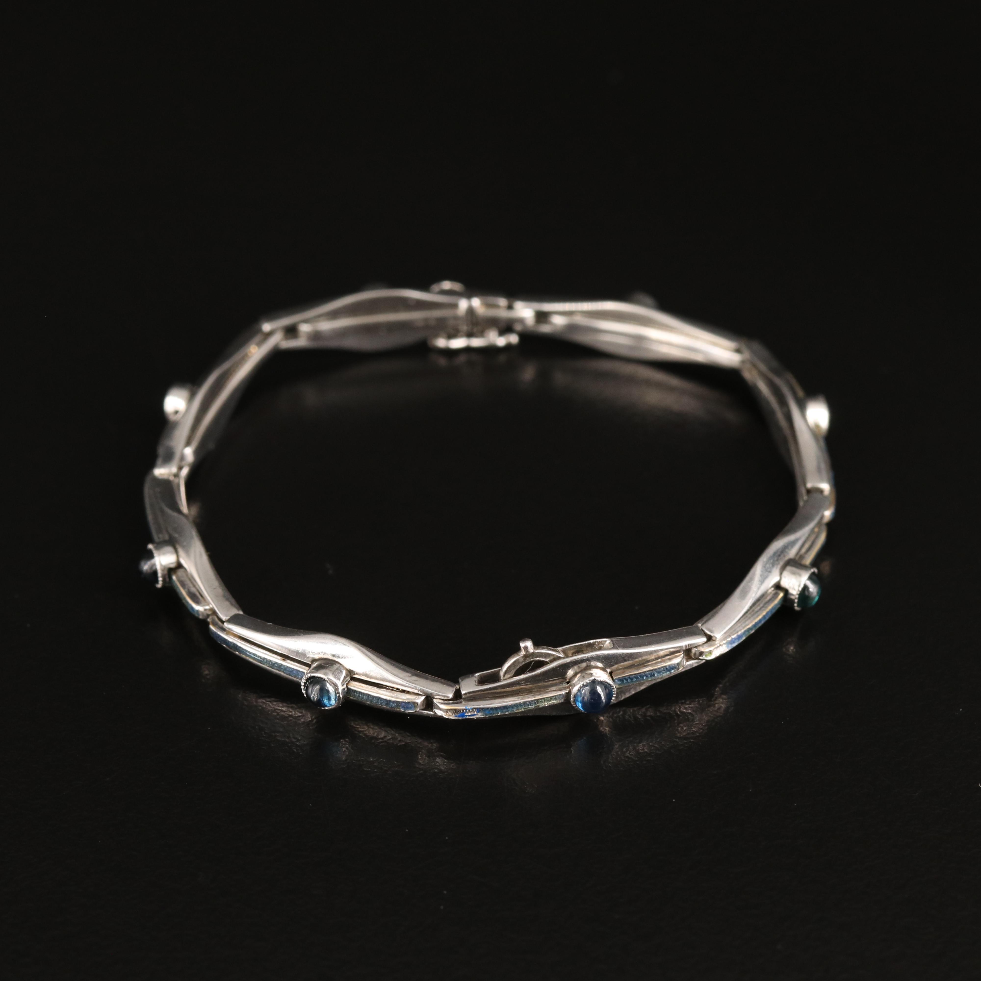 Art Deco Platinum Sapphire and Enamel Bracelet