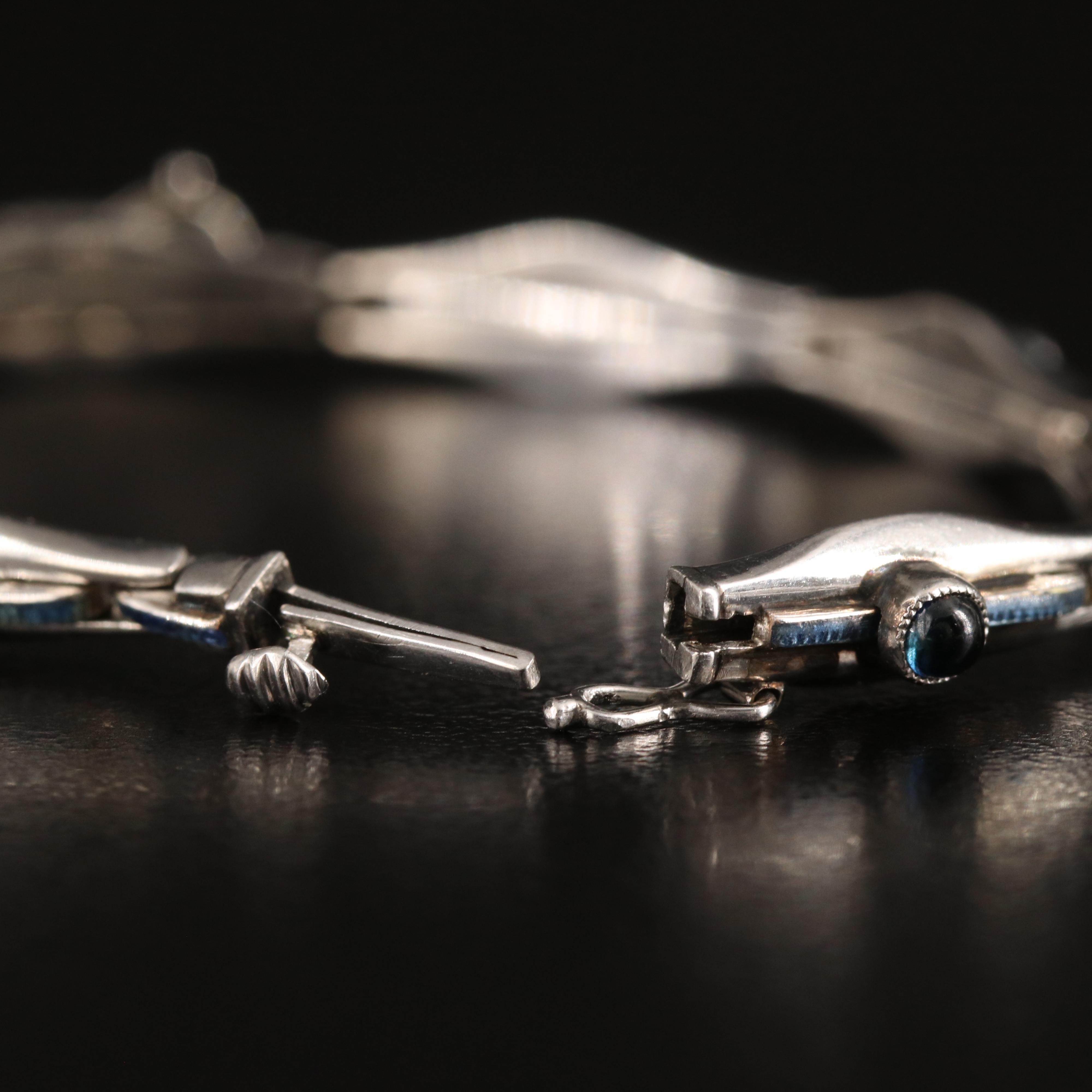 Art Deco Platinum Sapphire and Enamel Bracelet