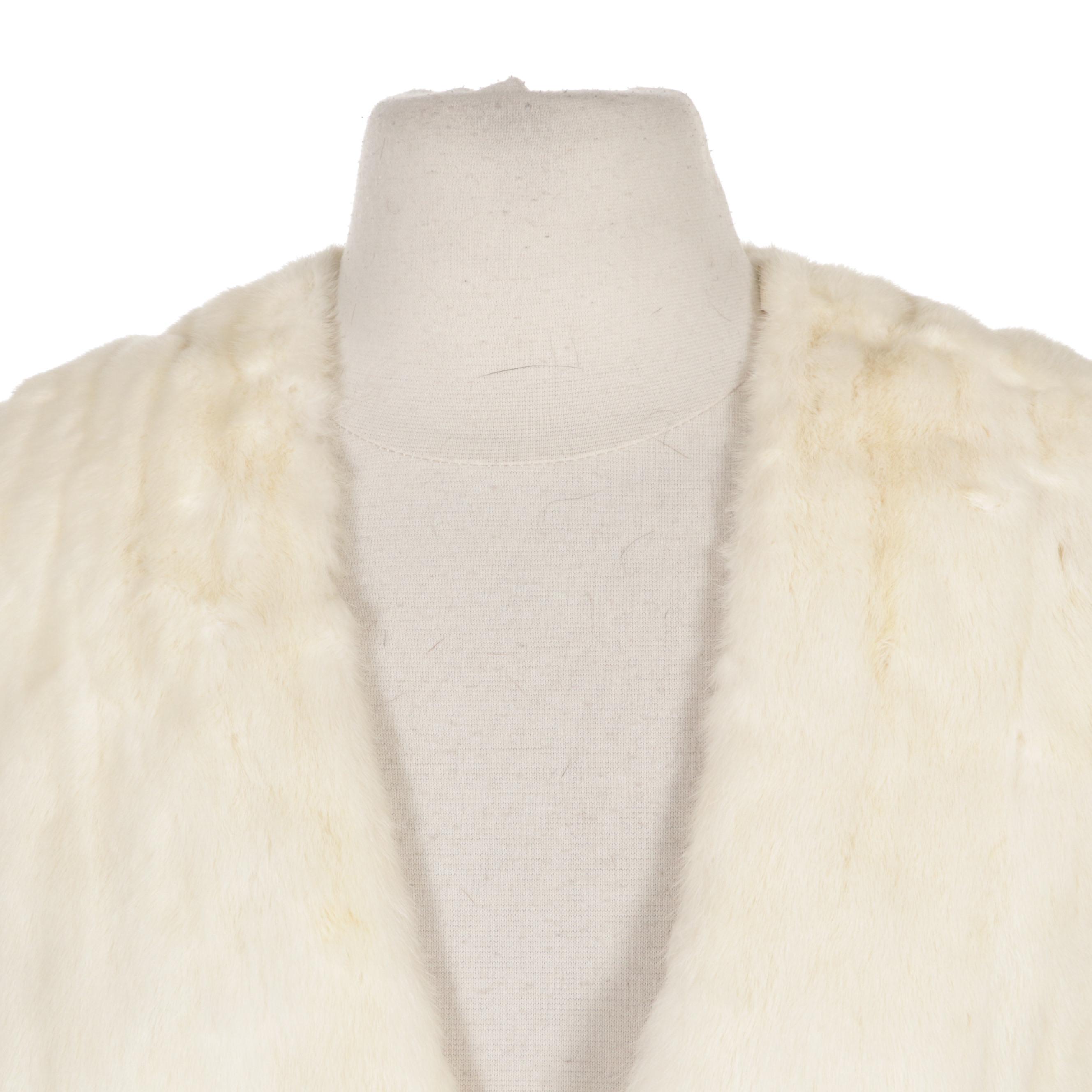 Sheared White Rabbit Fur Stole From Montaldo's, Mid to Late 20th Century