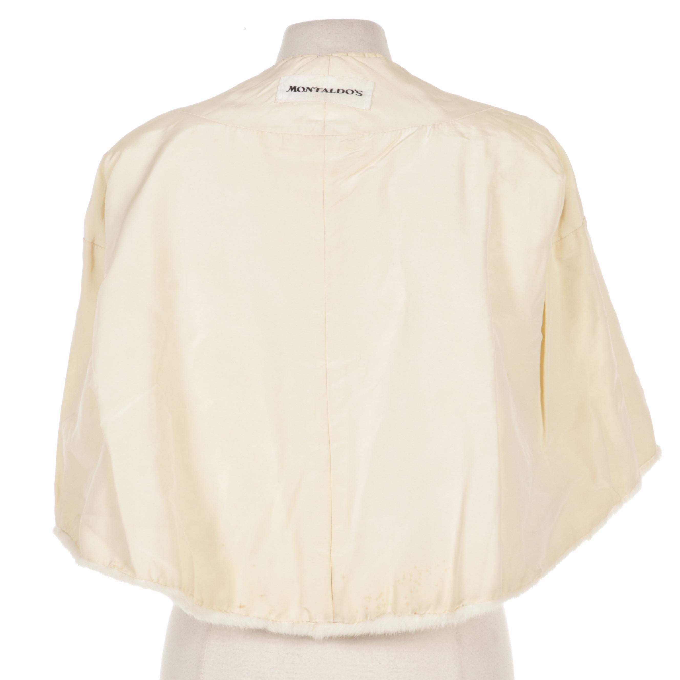 Sheared White Rabbit Fur Stole From Montaldo's, Mid to Late 20th Century