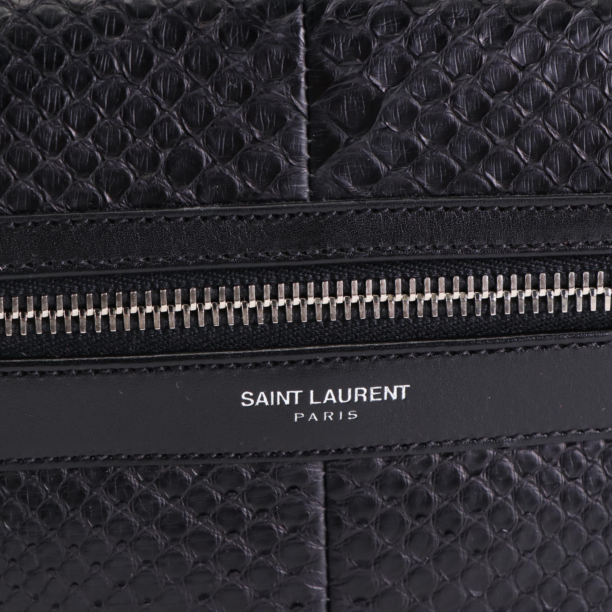 Saint Laurent City Python Embossed Leather Backpack
