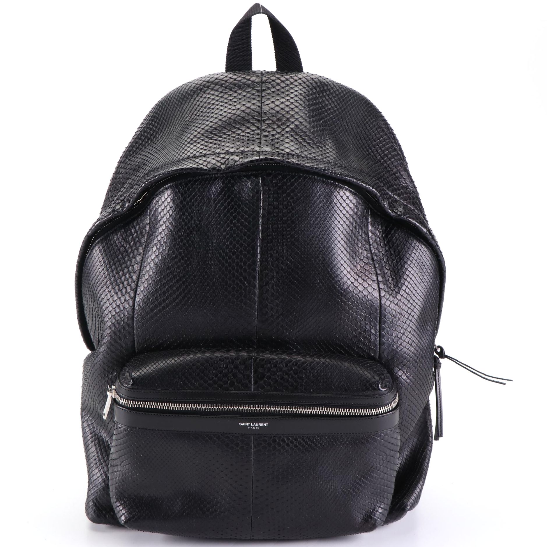Saint Laurent City Python Embossed Leather Backpack