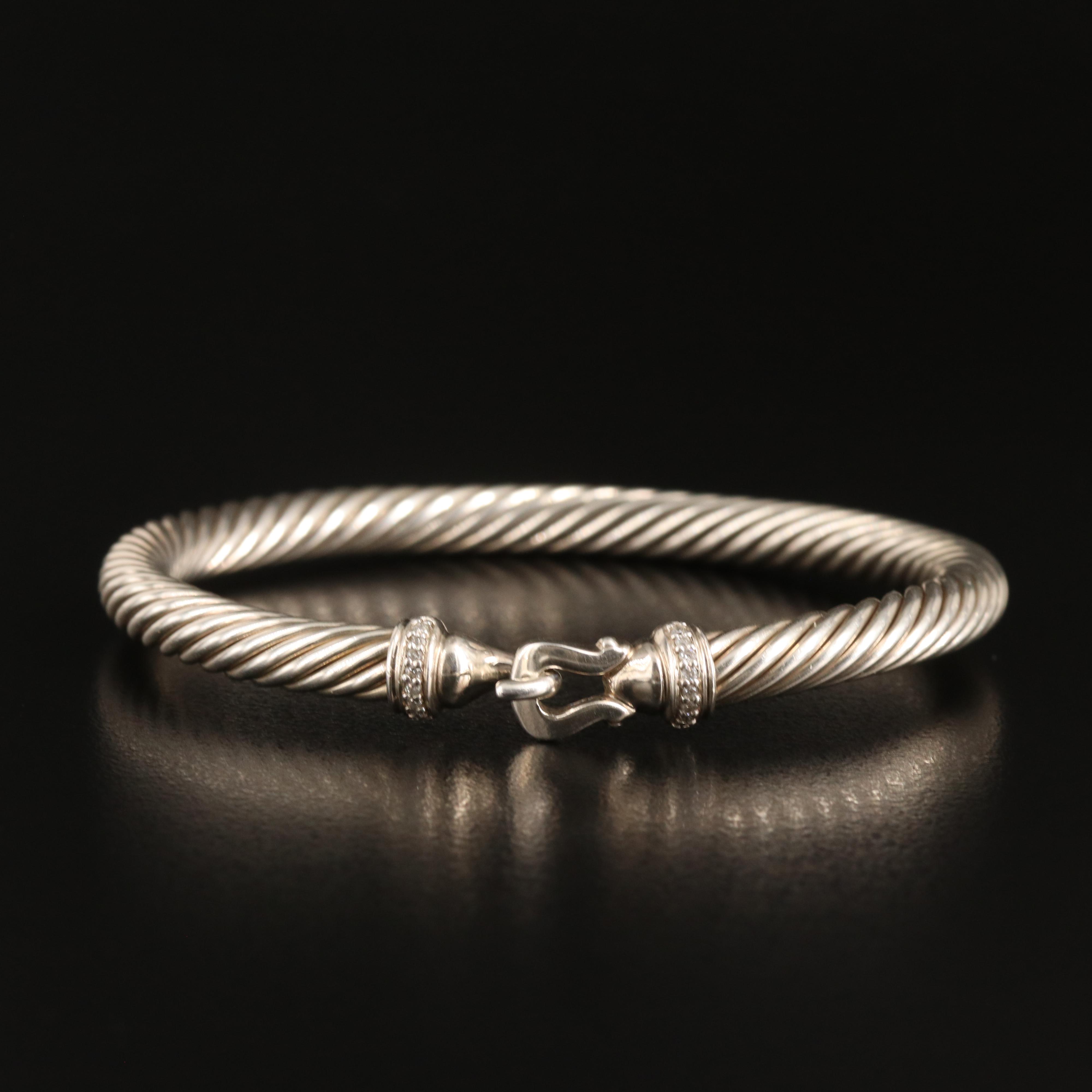 David Yurman "Buckle" Sterling Diamond Bracelet