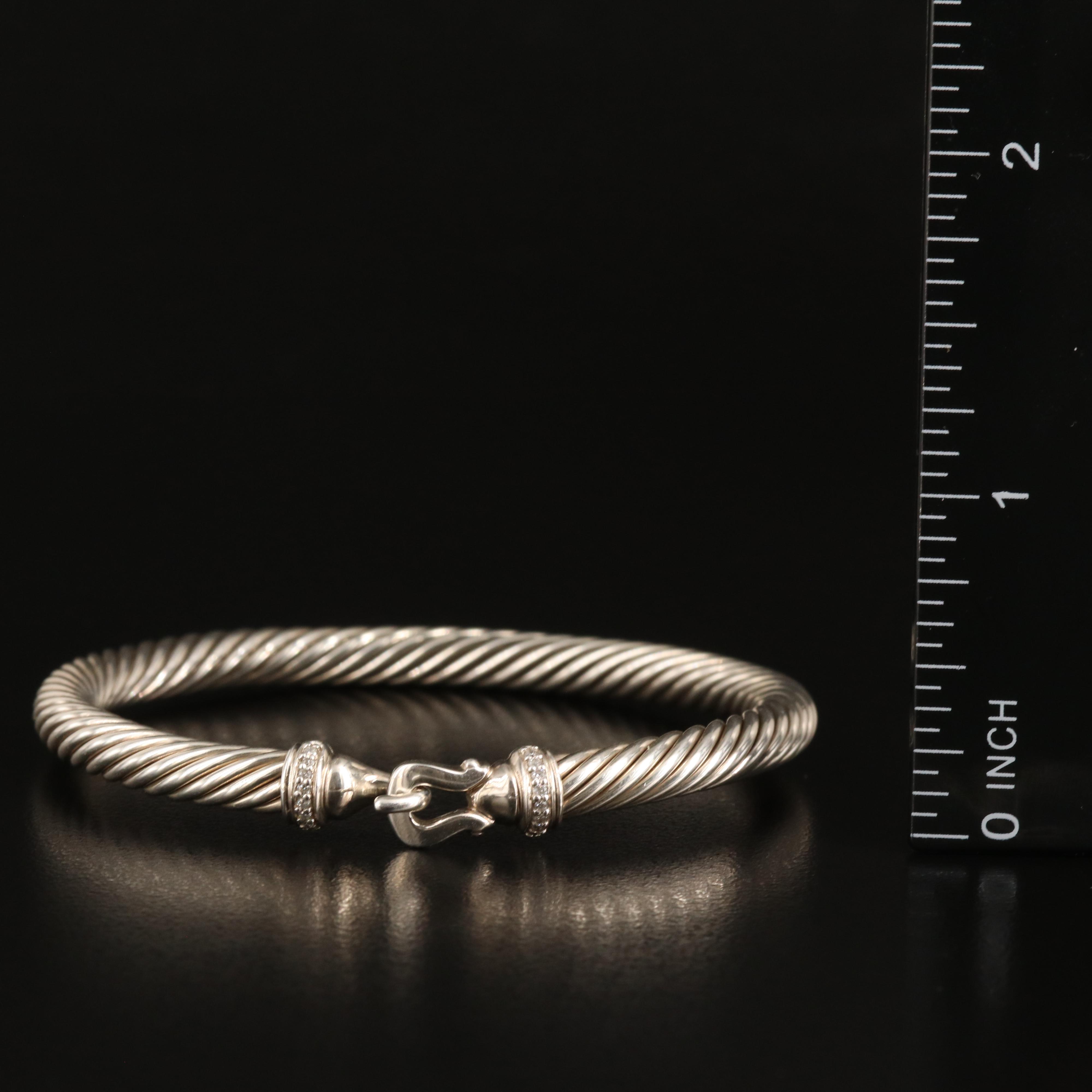 David Yurman "Buckle" Sterling Diamond Bracelet