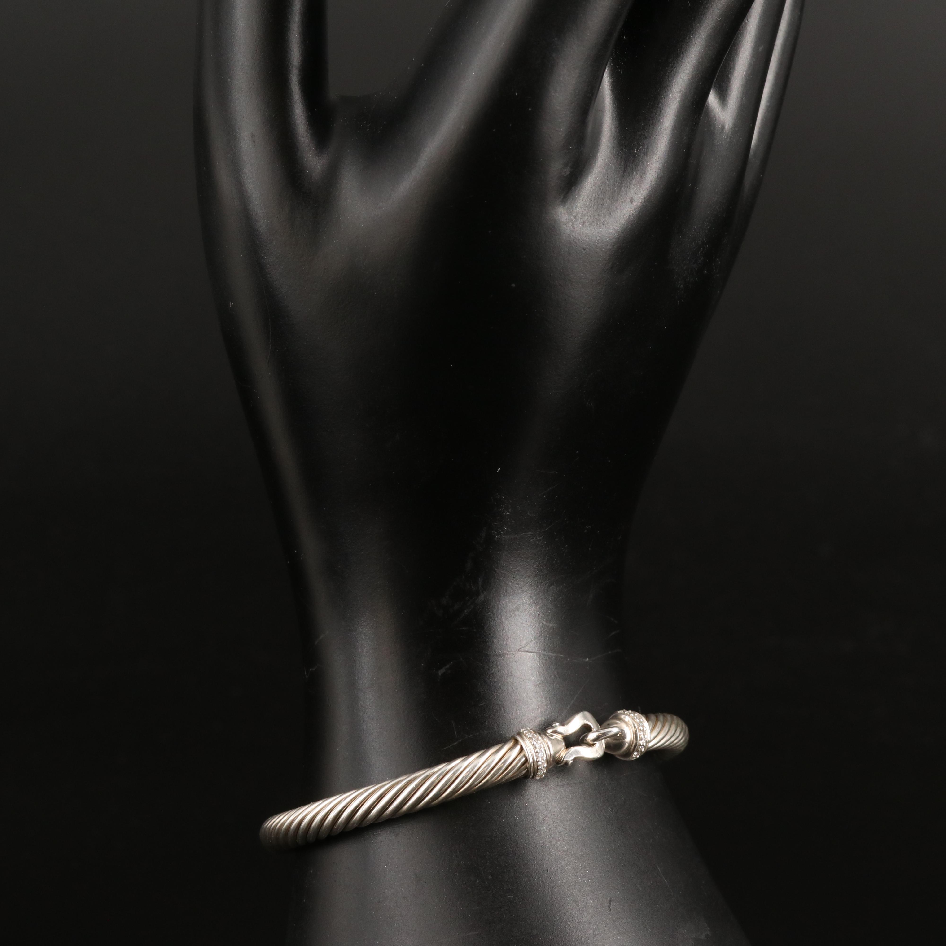 David Yurman "Buckle" Sterling Diamond Bracelet