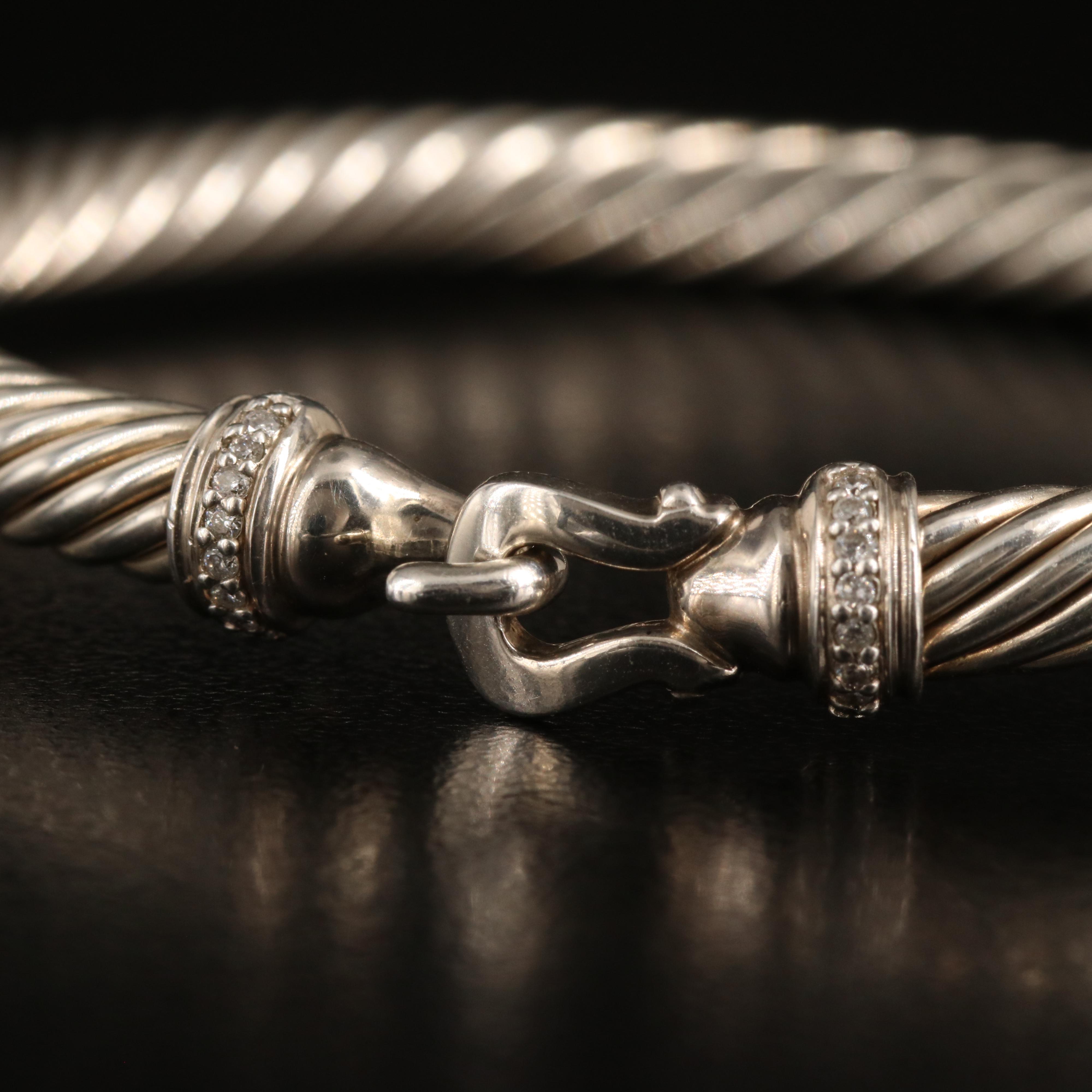 David Yurman "Buckle" Sterling Diamond Bracelet