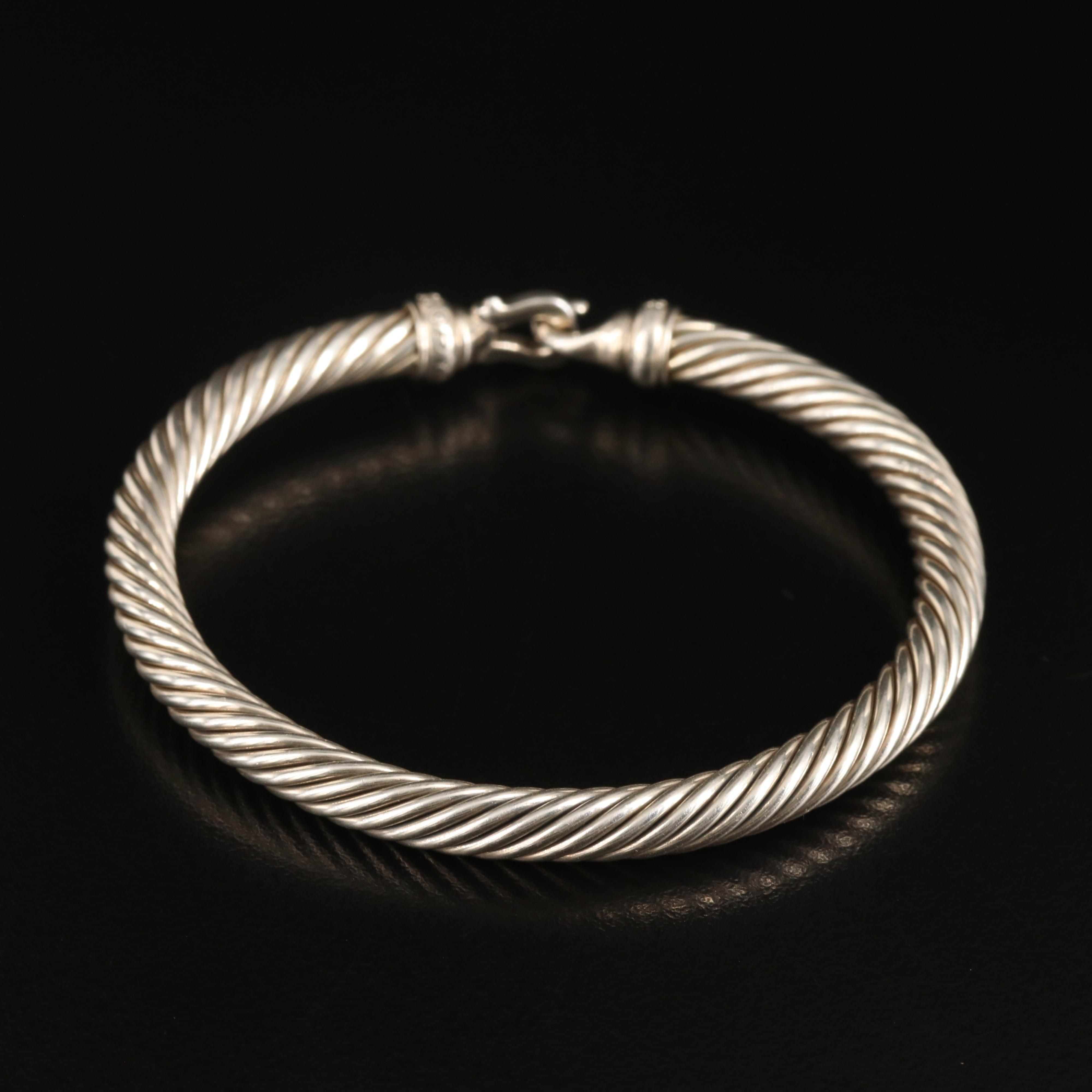 David Yurman "Buckle" Sterling Diamond Bracelet