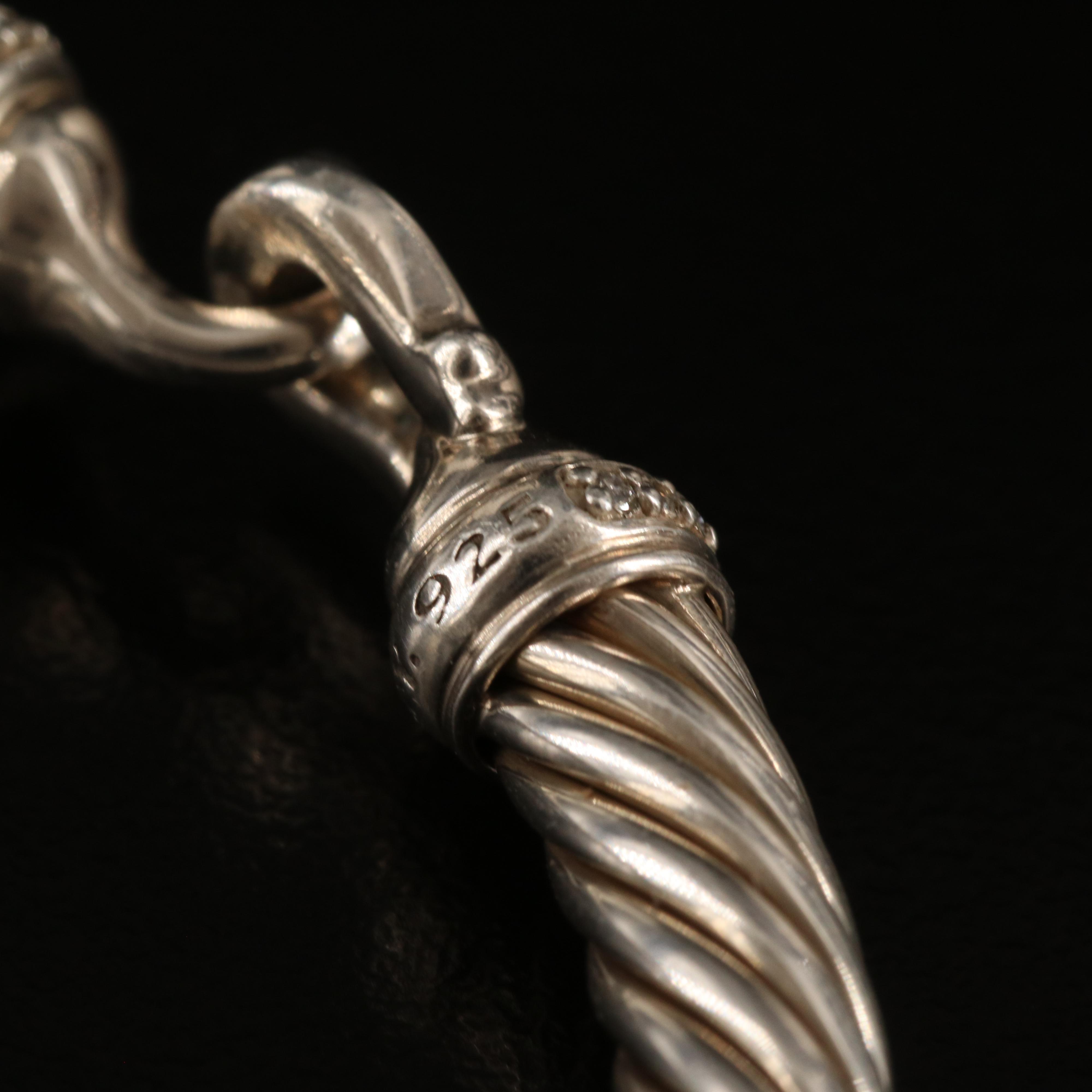 David Yurman "Buckle" Sterling Diamond Bracelet