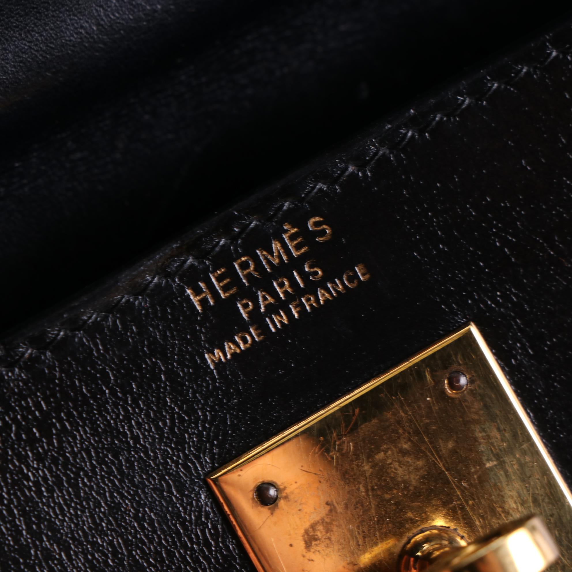 Hermès Kelly Sellier 32 Handbag in Noir Box Calf Leather, 1966