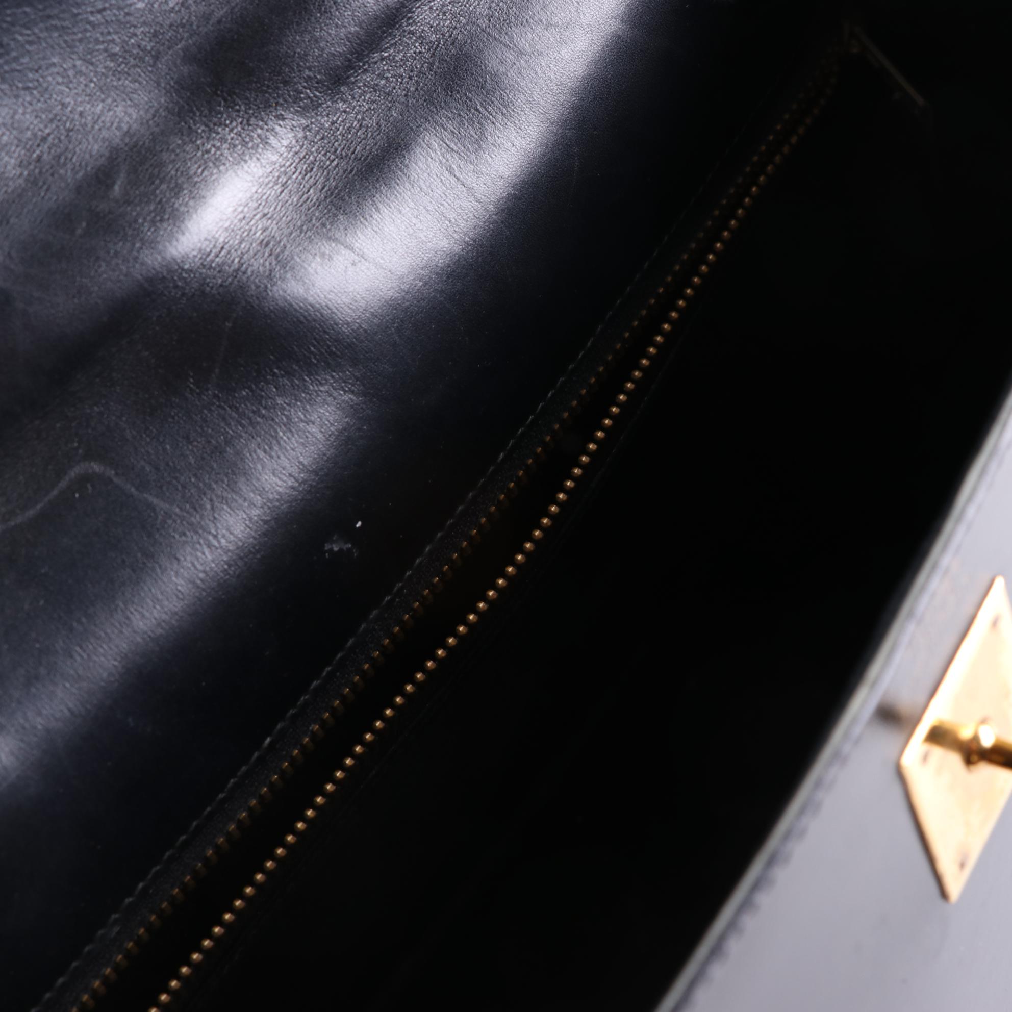 Hermès Kelly Sellier 32 Handbag in Noir Box Calf Leather, 1966