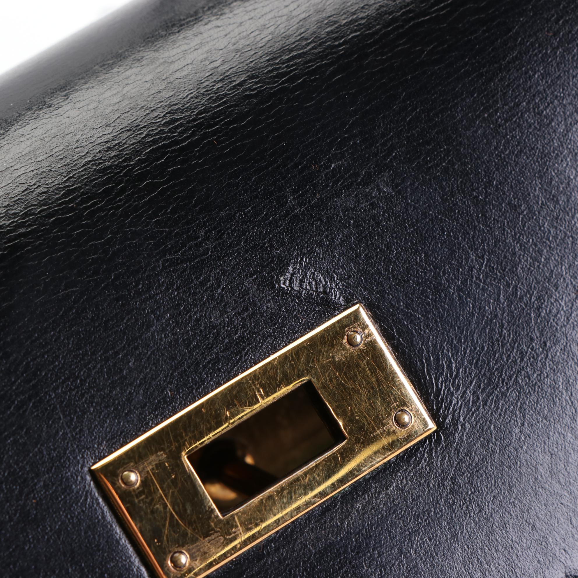 Hermès Kelly Sellier 32 Handbag in Noir Box Calf Leather, 1966