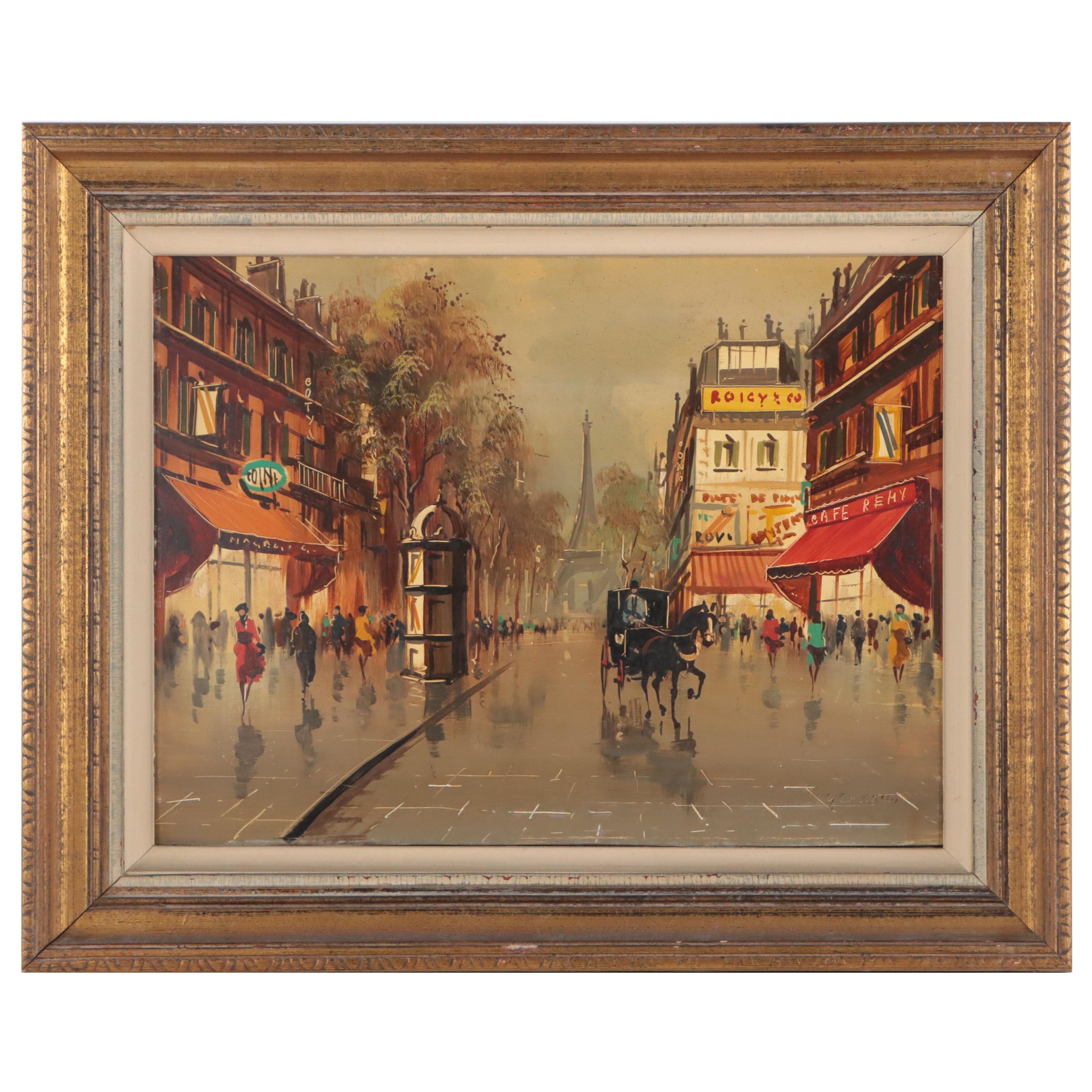 Parisian Street Scene With Eiffel Tower Oil Painting