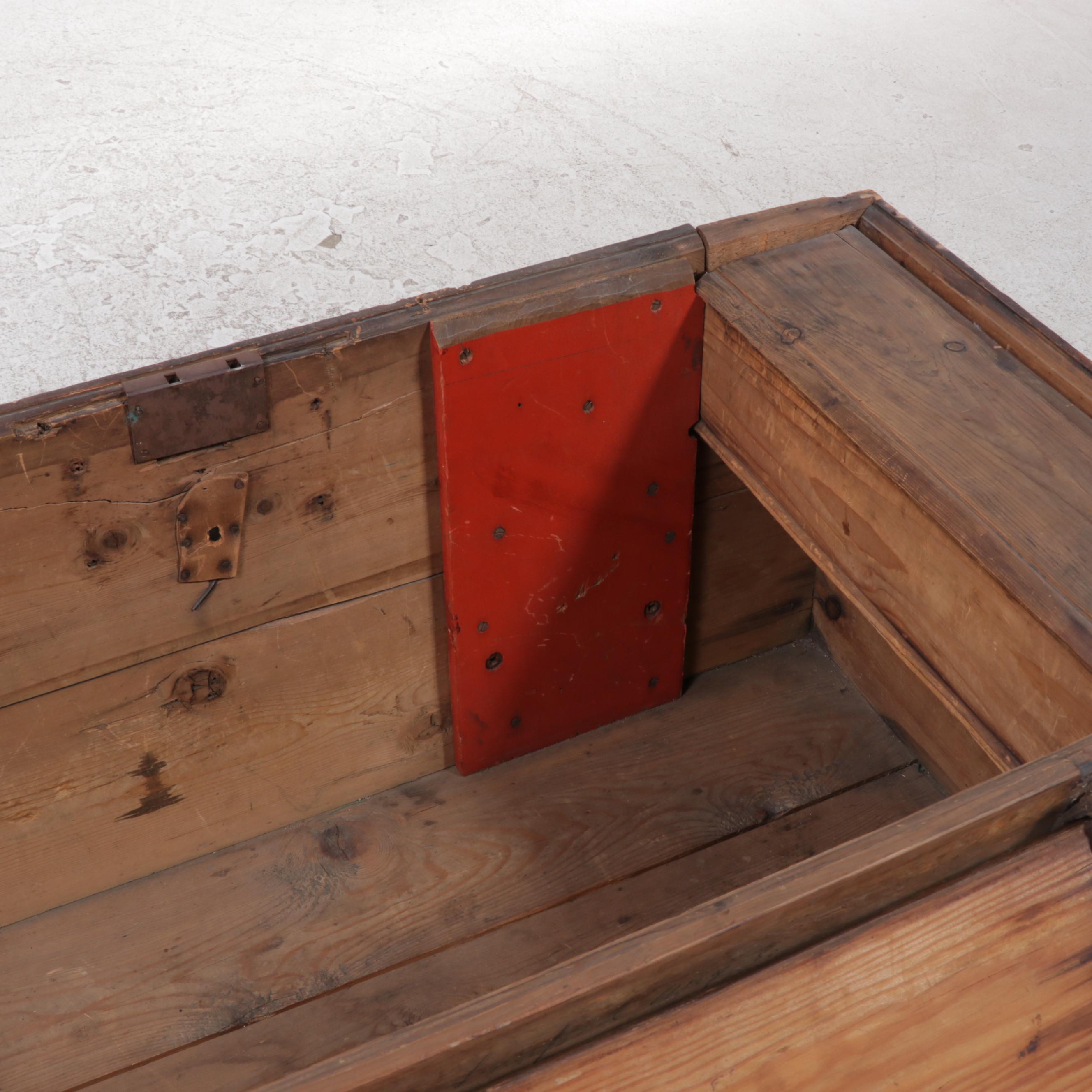 Scandinavian Pine Dome Top Travel Trunk, 19th Century