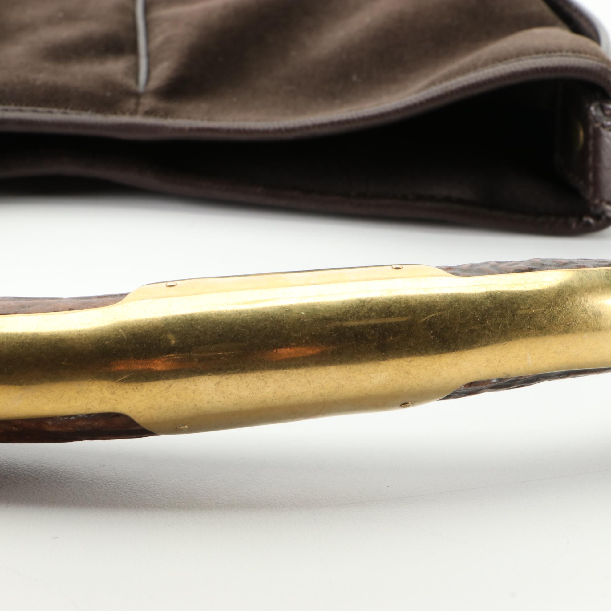 Yves Saint Laurent Mombasa Shoulder Bag in Velvet and Leather