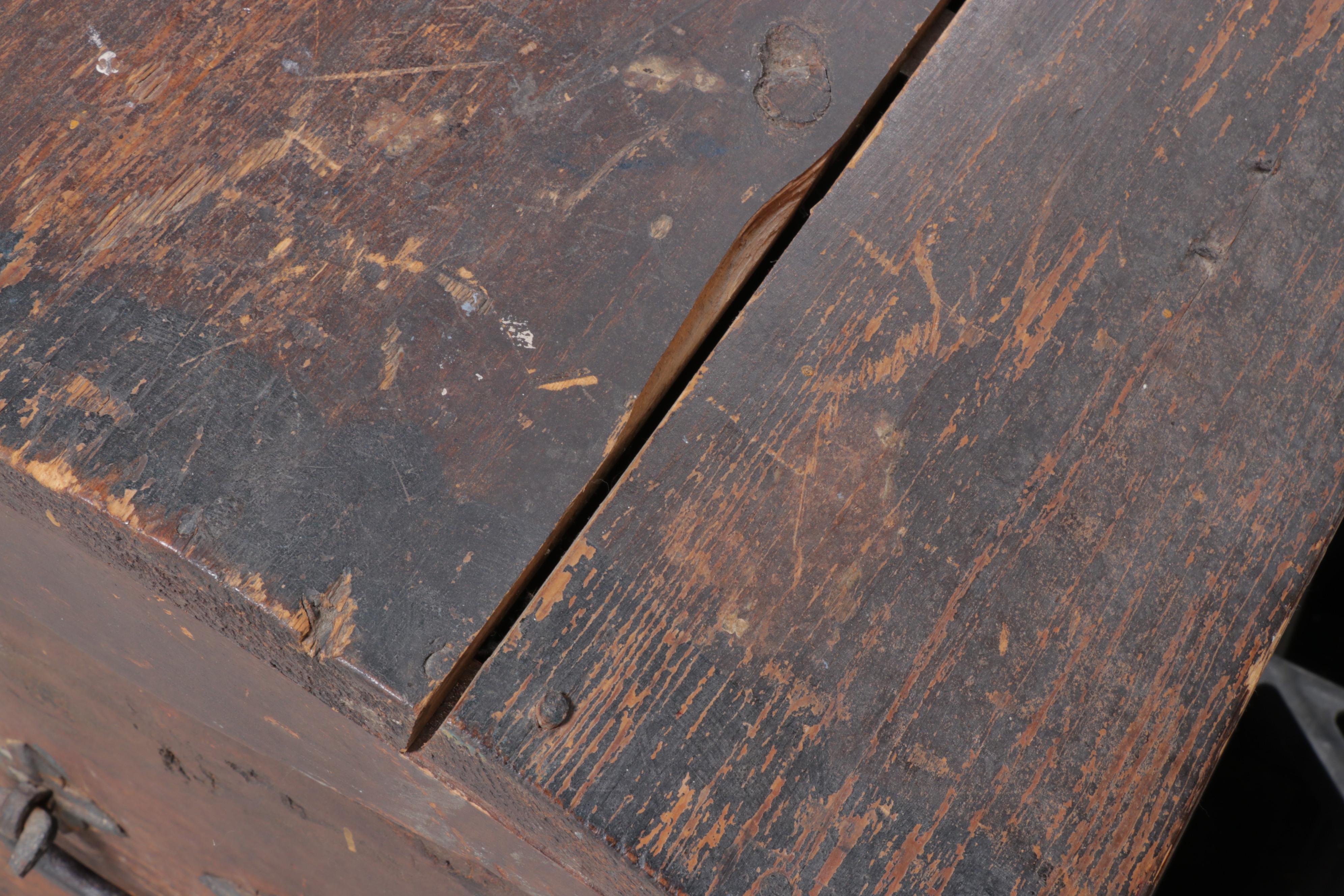 Scandinavian Pine Dome Top Travel Trunk, 19th Century