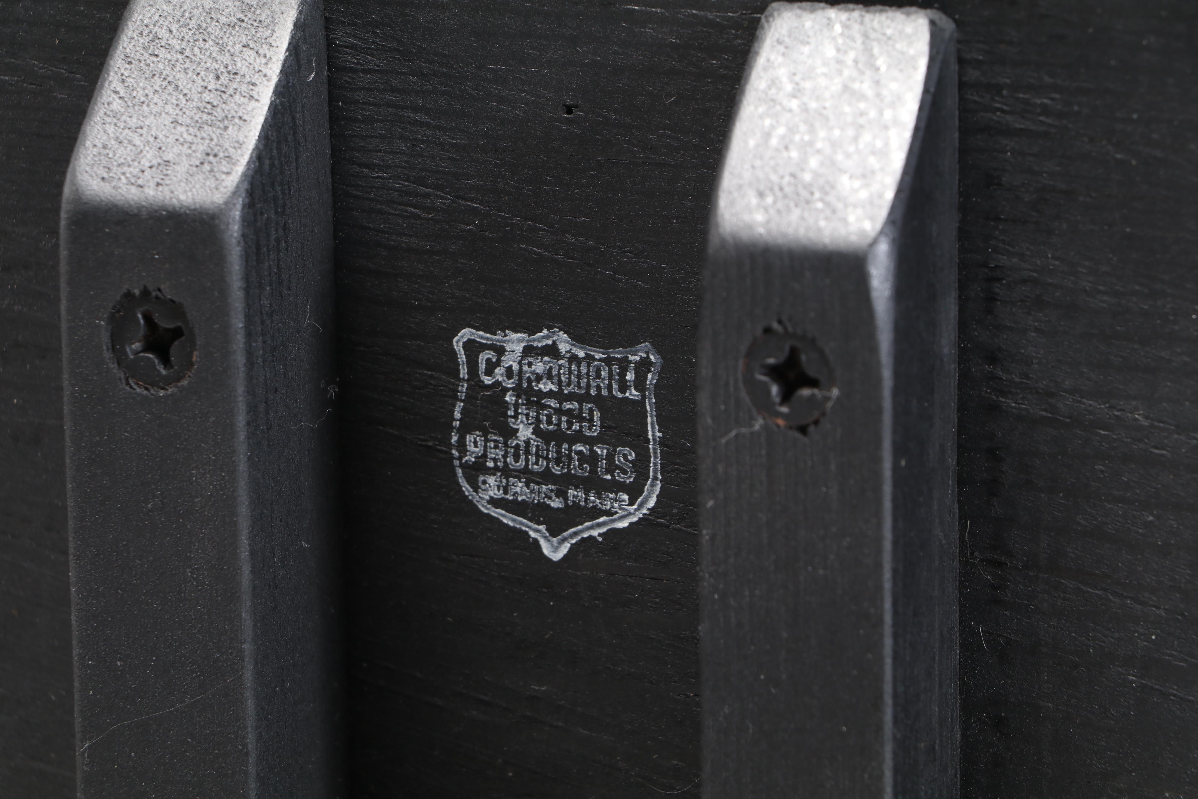 Cornwall Wood Products Ebonized and Gilt-Stenciled Tilt-Top Candlestand