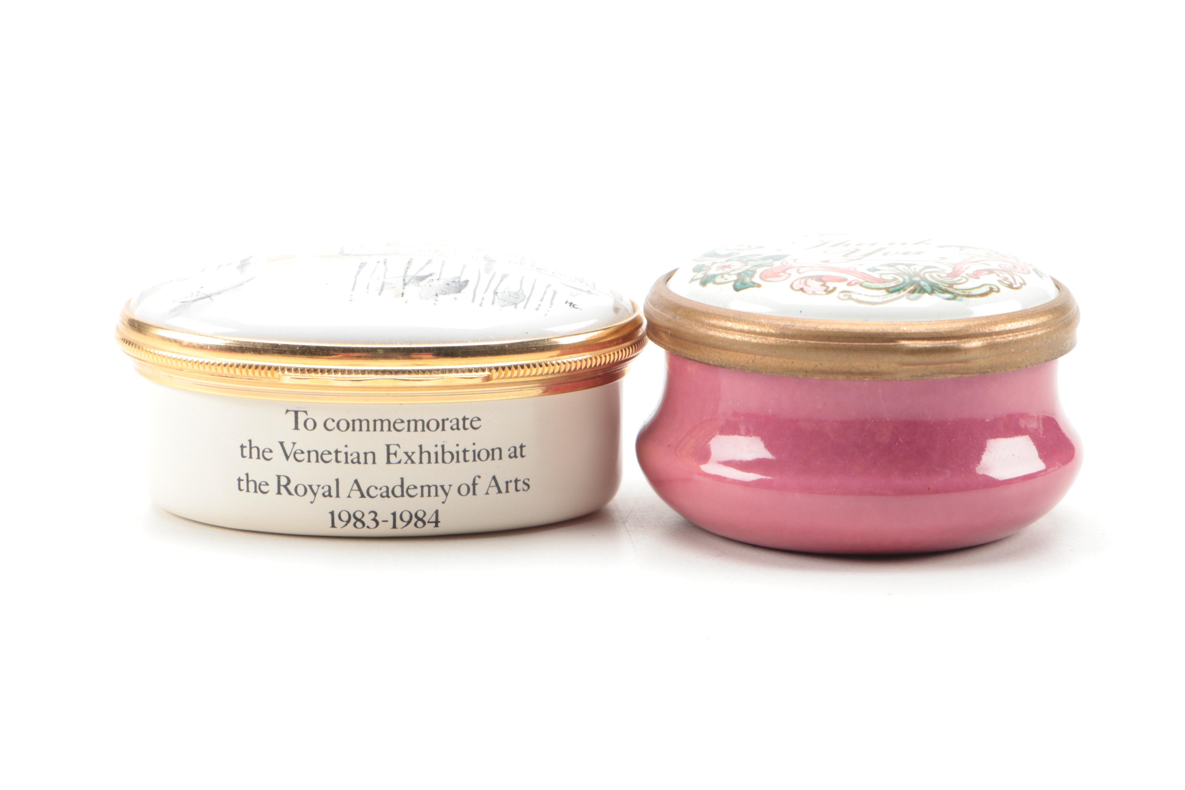 Halcyon Days Venetian Exhibition Commemorative Box with Other Enameled Box