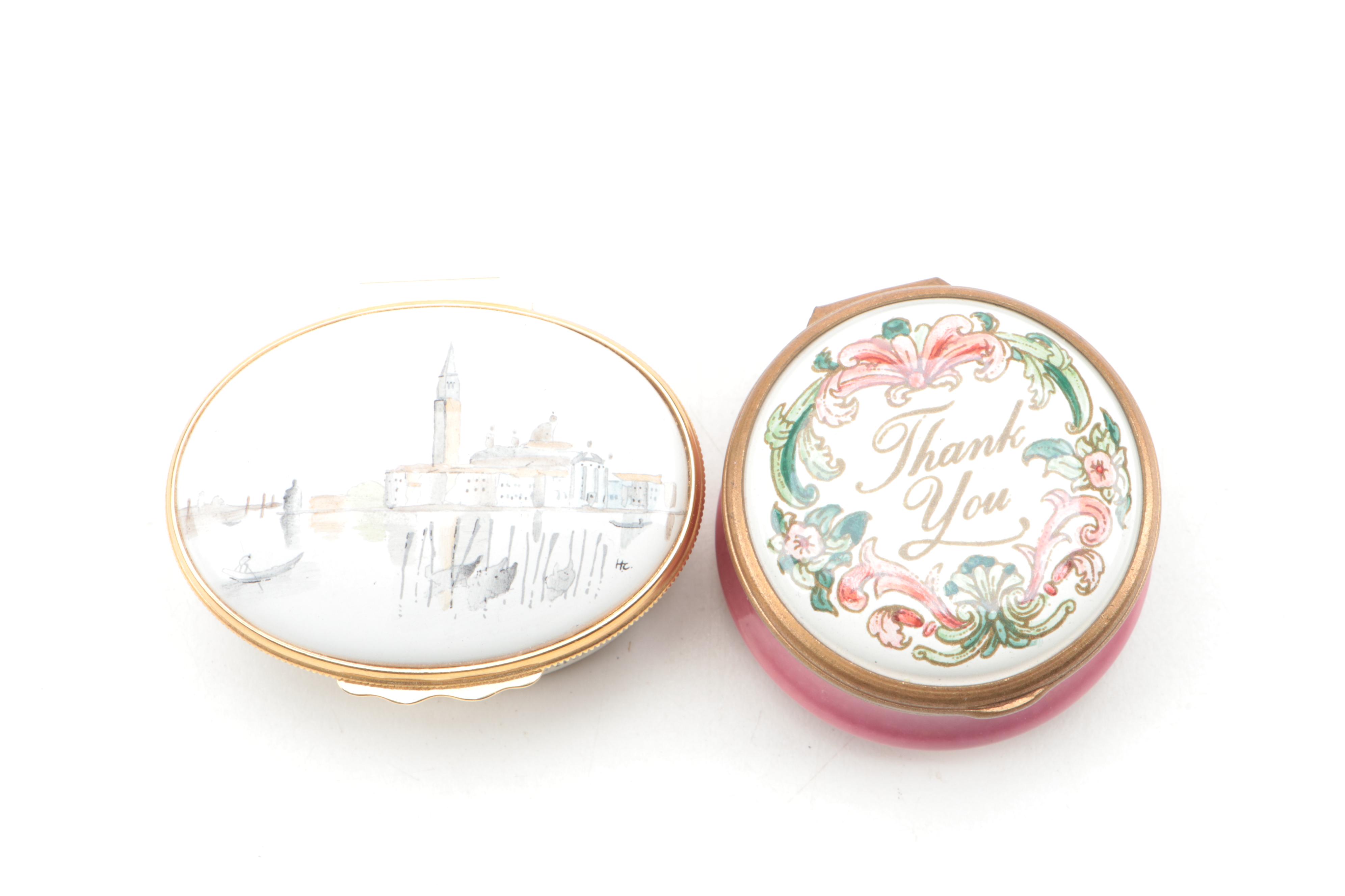 Halcyon Days Venetian Exhibition Commemorative Box with Other Enameled Box