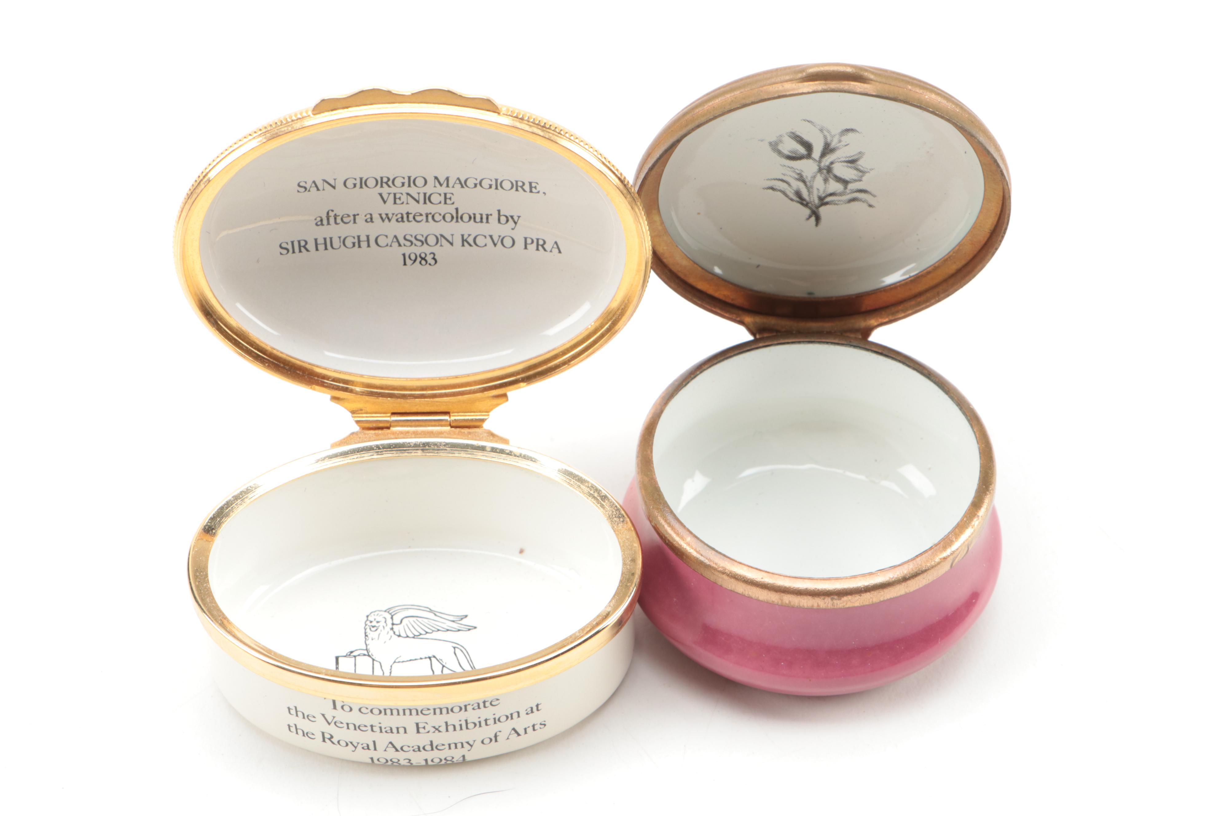 Halcyon Days Venetian Exhibition Commemorative Box with Other Enameled Box