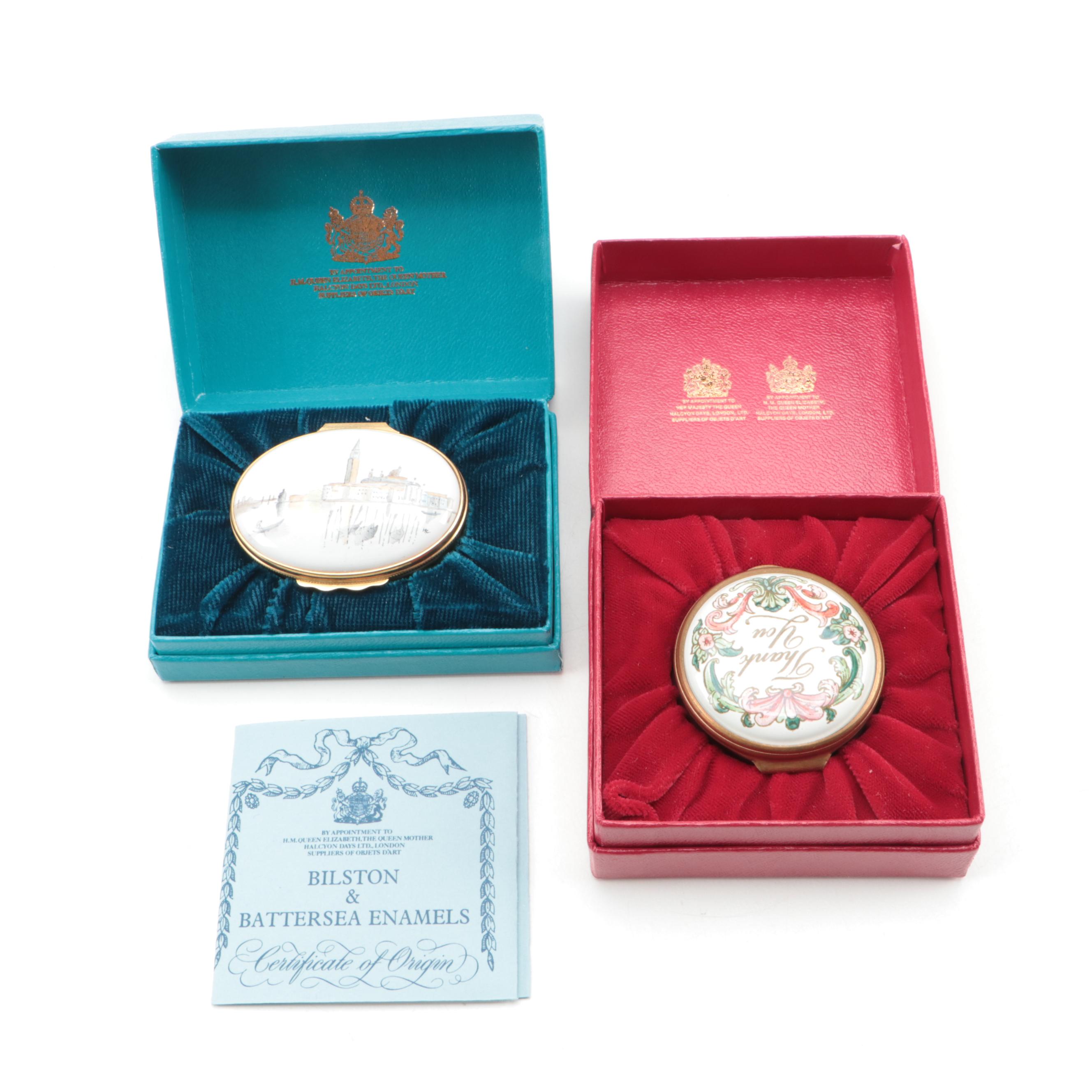 Halcyon Days Venetian Exhibition Commemorative Box with Other Enameled Box