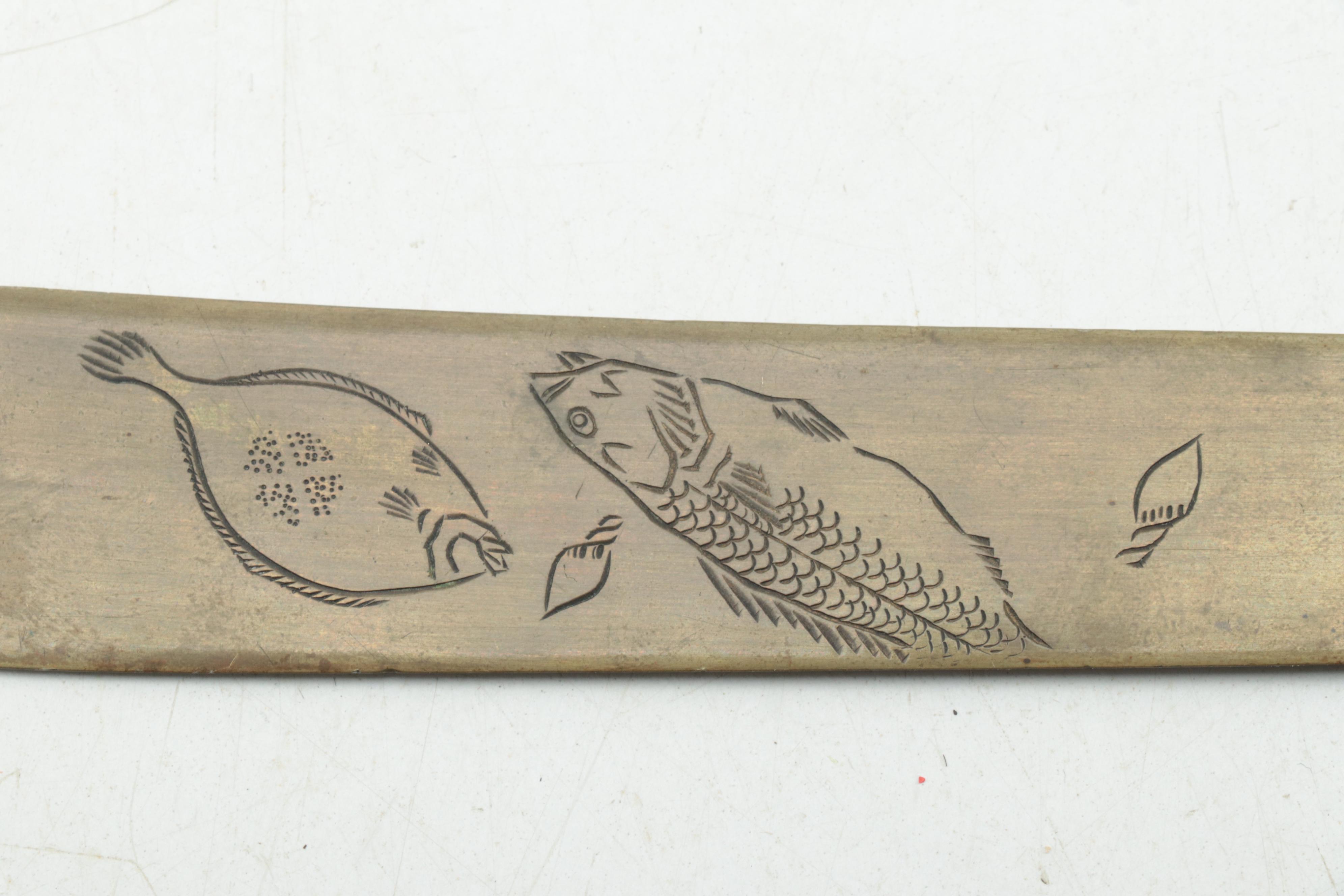 Japanese Sea Life Motif Mixed Metal Letter Opener, Early 20th Century