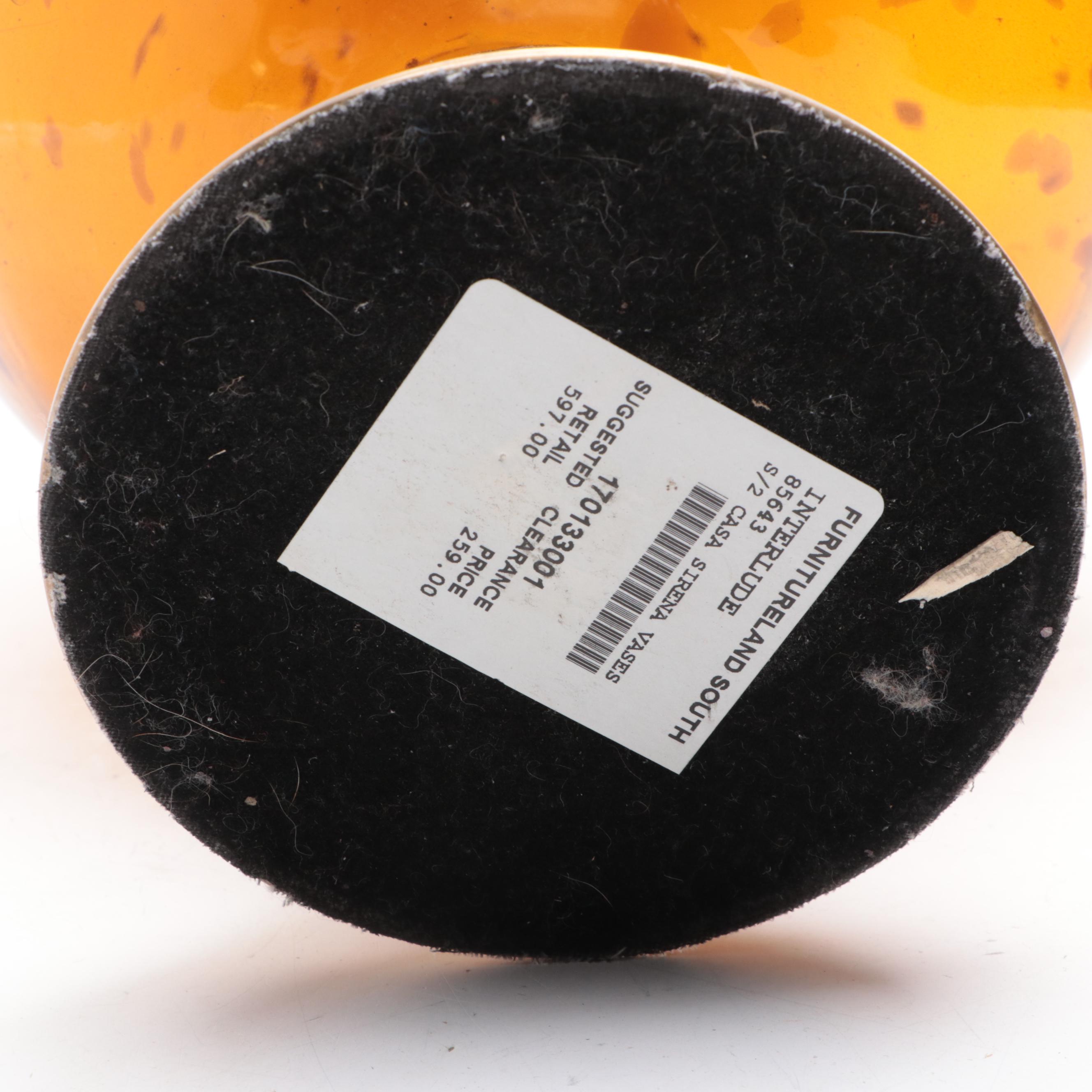 Maitland-Smith Brass Candle Holder with Brass Mounted Tortoiseshell Glass Vase