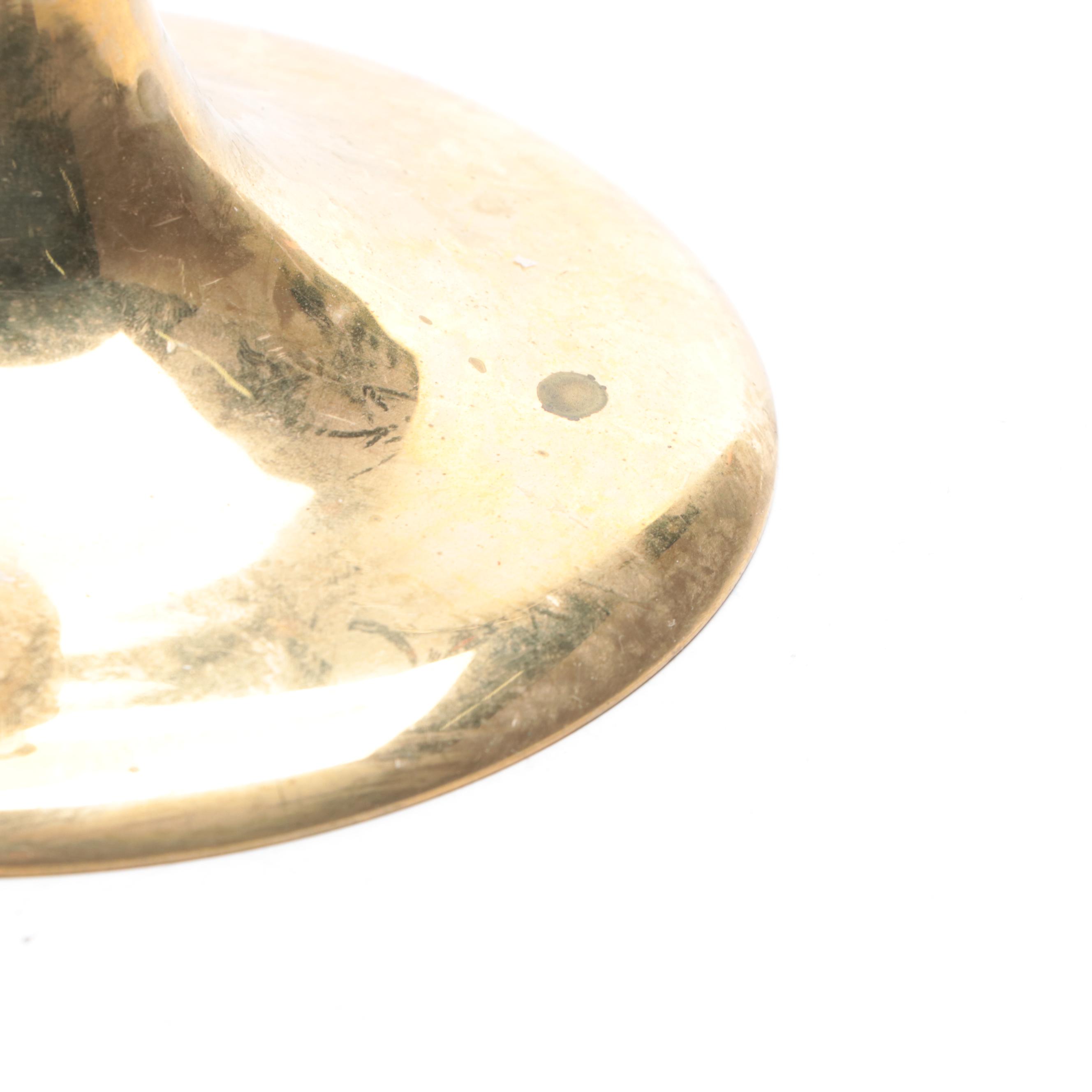 Maitland-Smith Brass Candle Holder with Brass Mounted Tortoiseshell Glass Vase