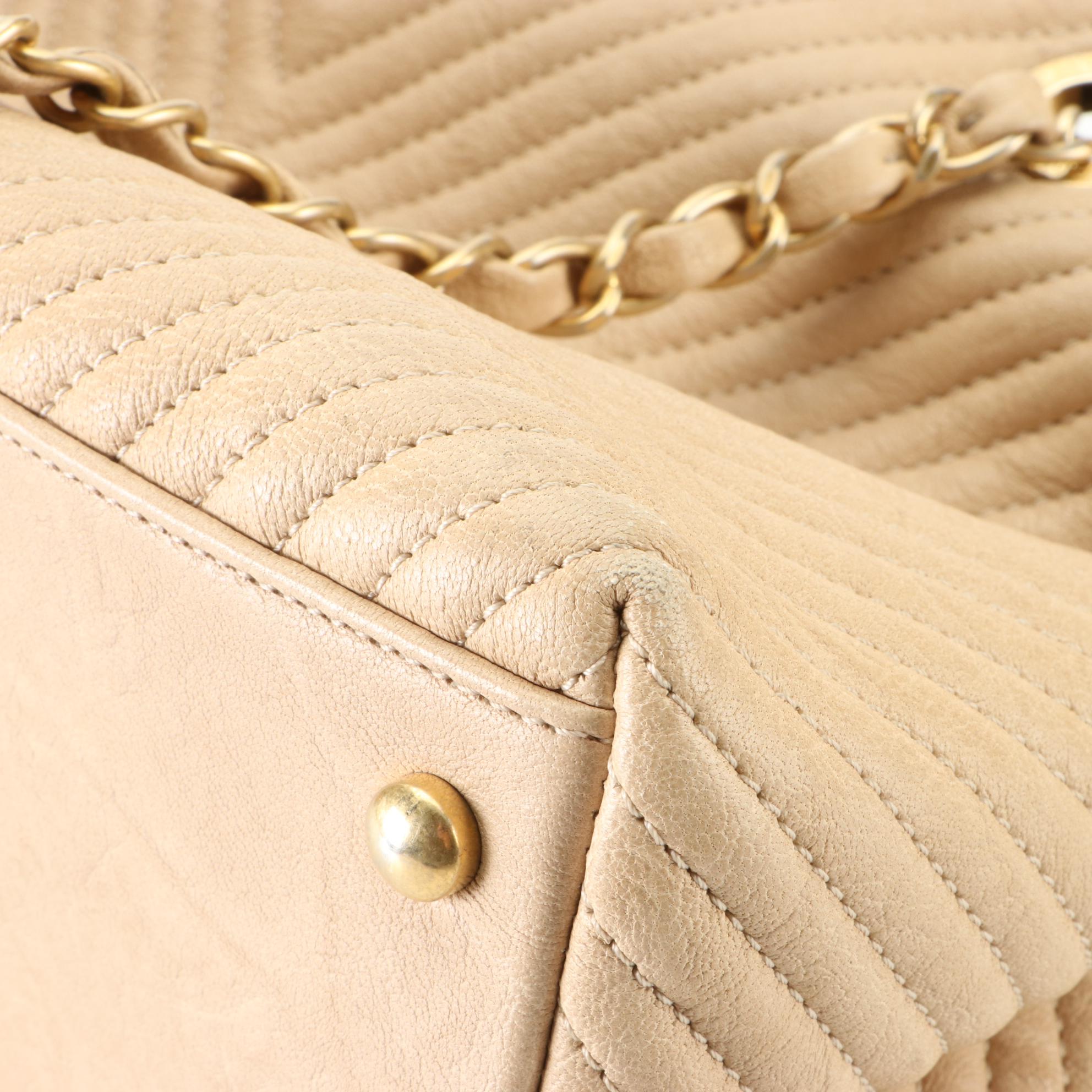 Chanel Medium Chevron Matelassé Wrinkled Lambskin CC Medallion Charm Tote