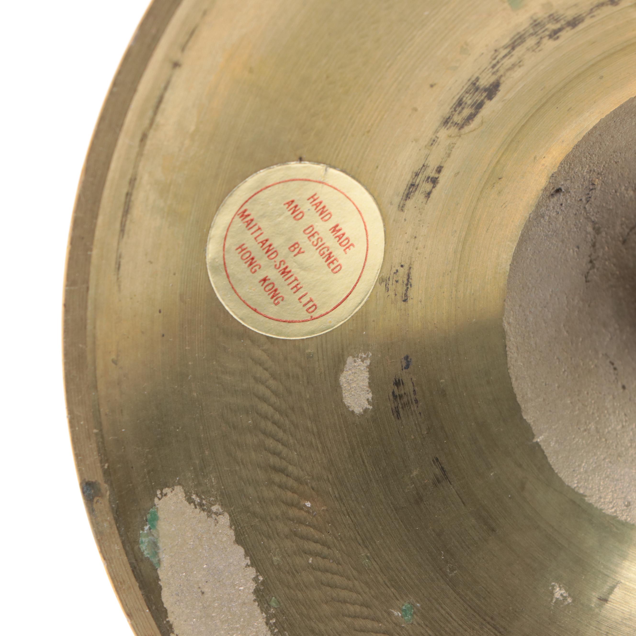 Maitland-Smith Brass Candle Holder with Brass Mounted Tortoiseshell Glass Vase