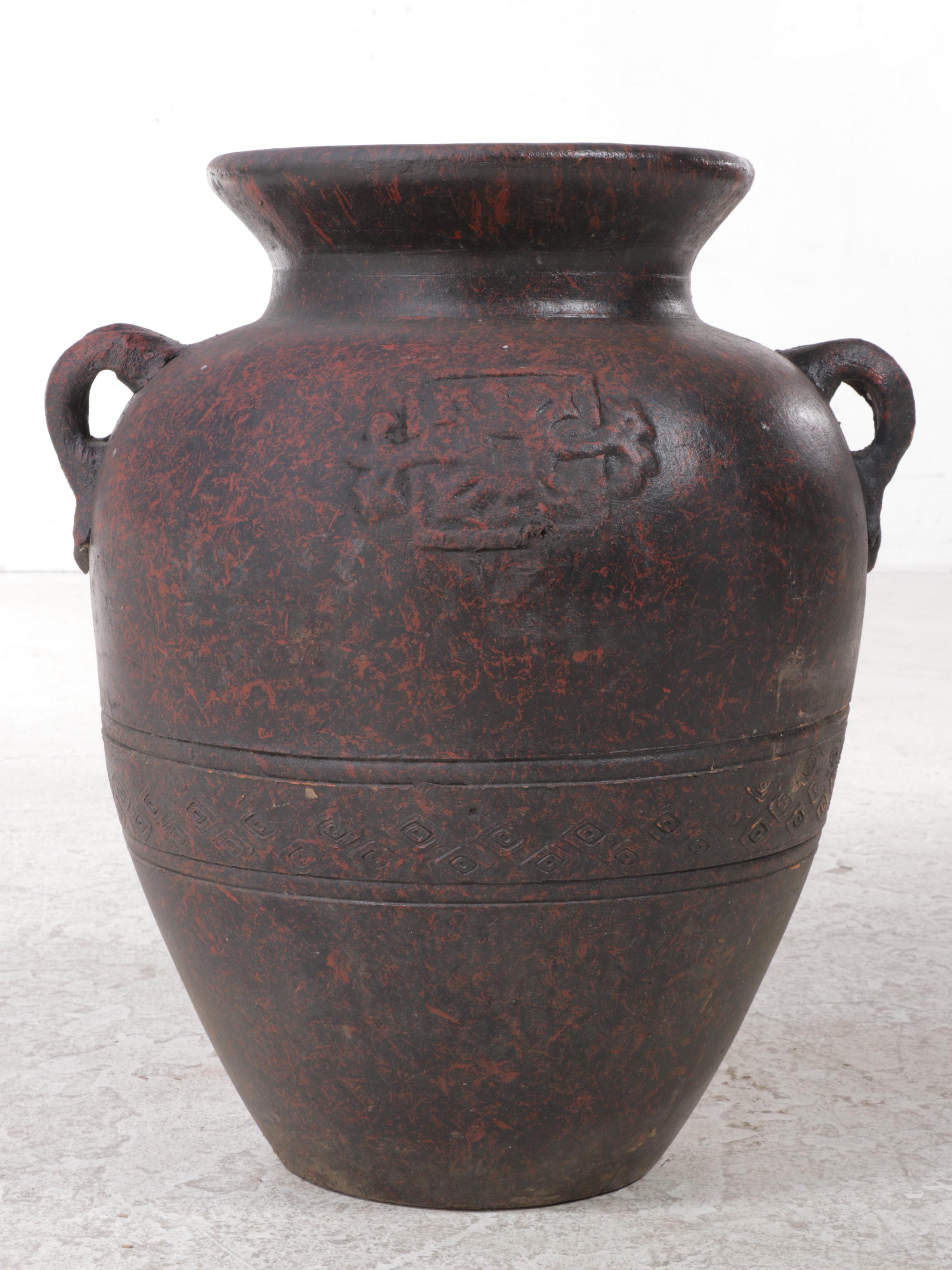 Large Molten Glazed Earthenware Amphora Vase