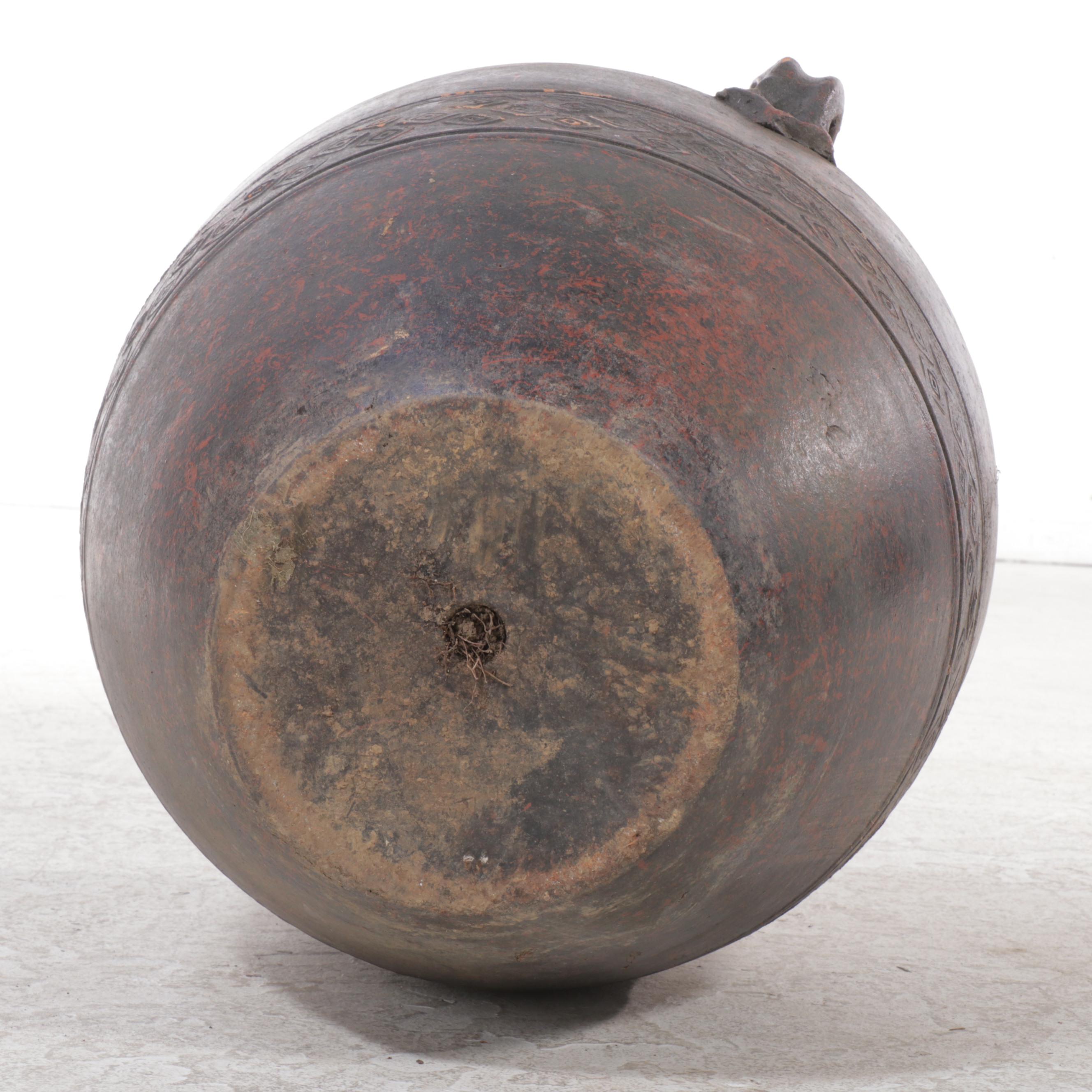 Large Molten Glazed Earthenware Amphora Vase