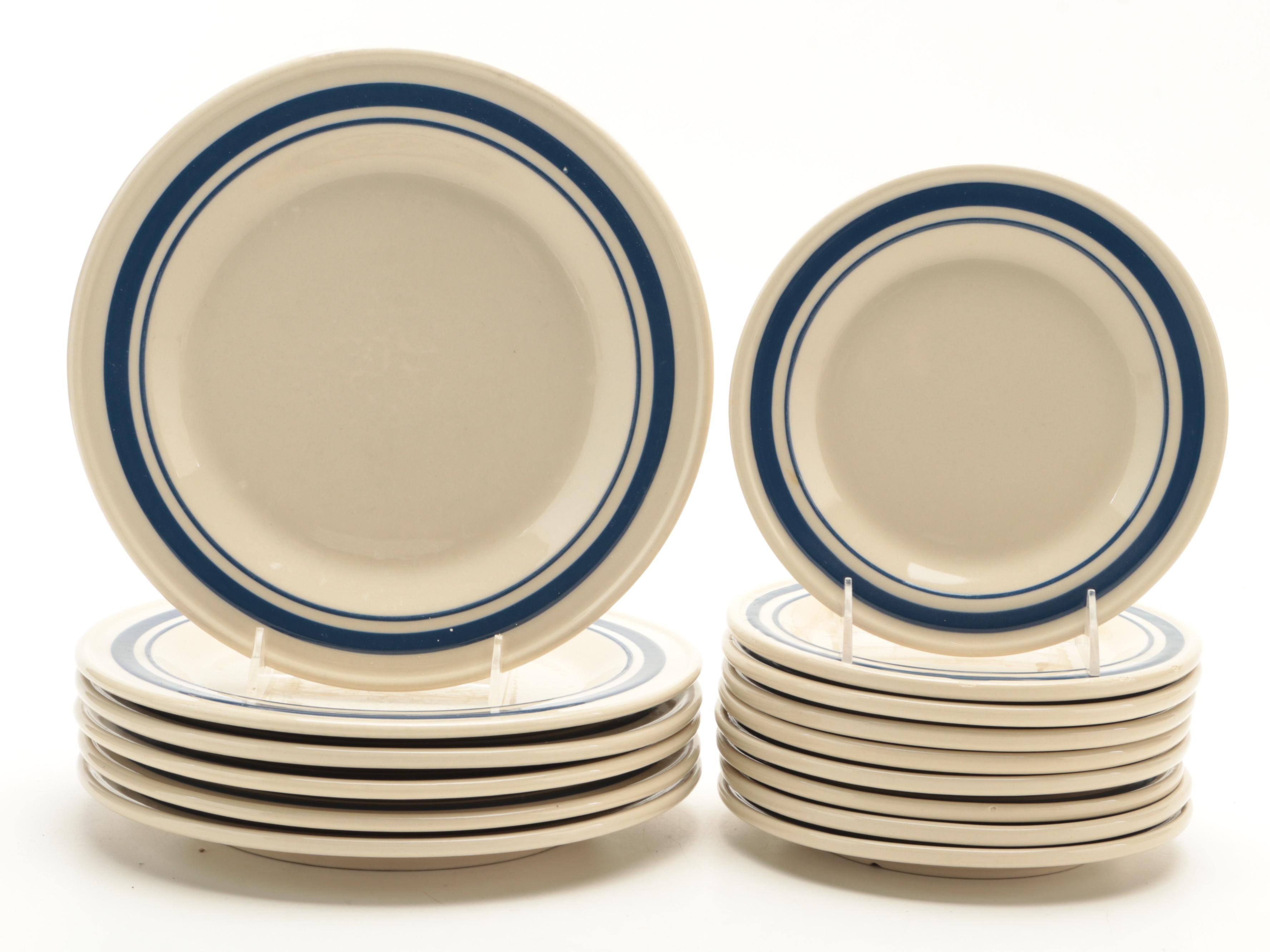 Friendship Pottery "Blue Stripe" Stoneware Dinnerware
