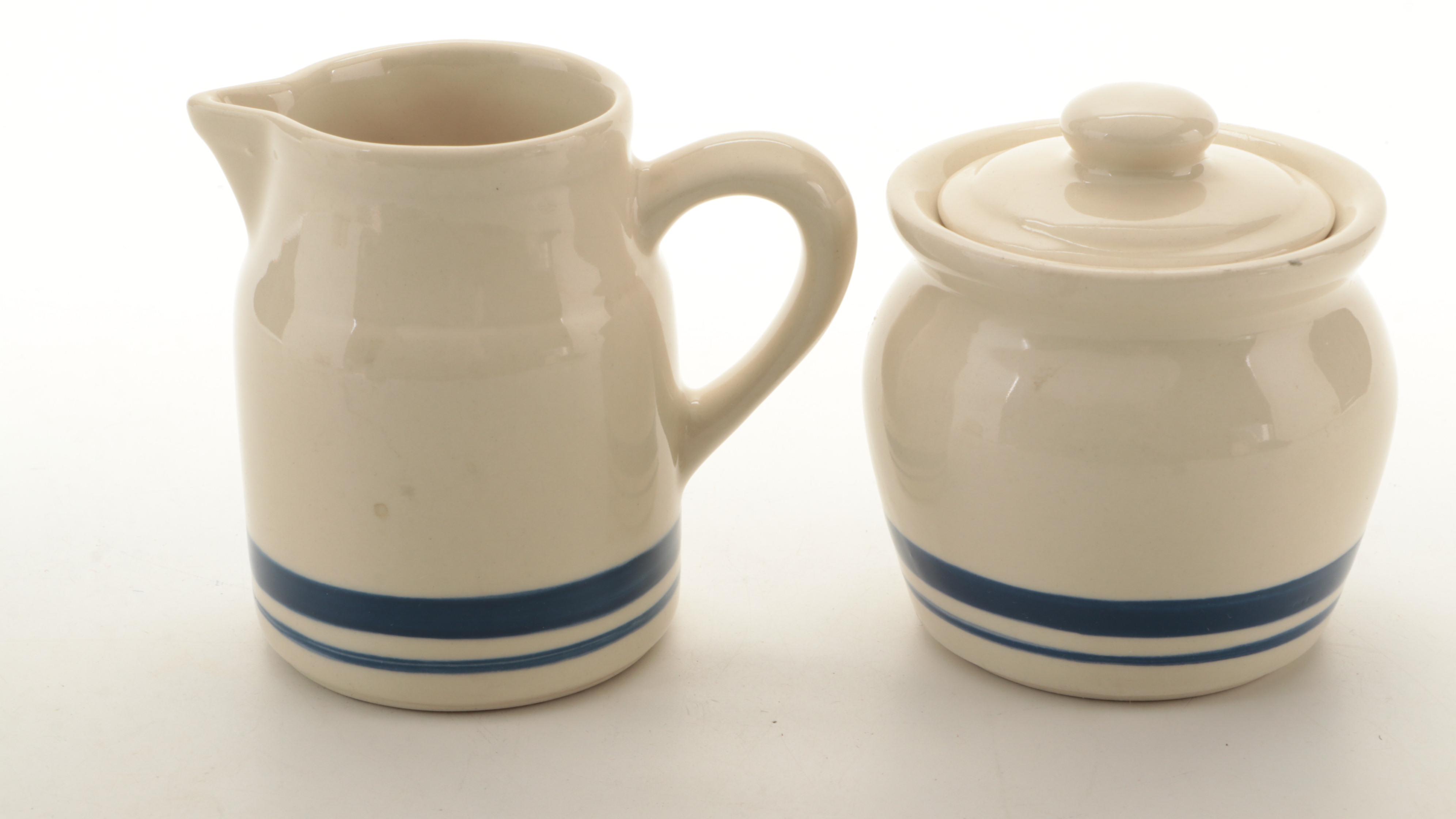 Friendship Pottery "Blue Stripe" Stoneware Dinnerware