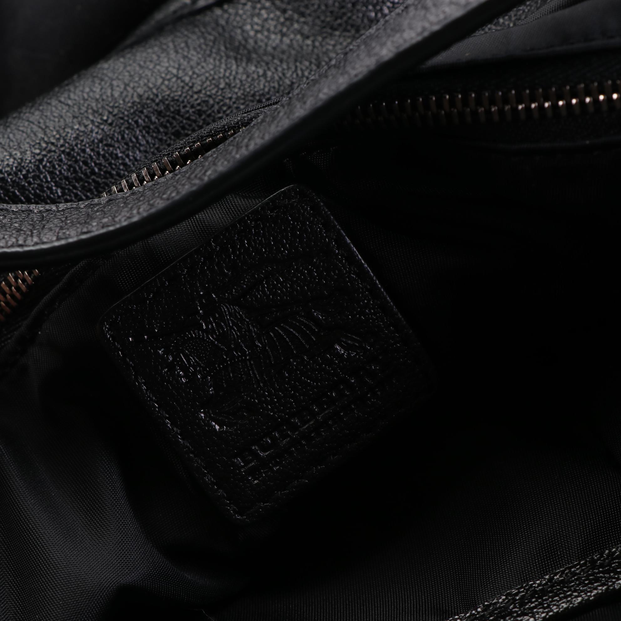 Burberry Drawstring Diaper Bag in Check Nylon Jacquard and Grain Leather