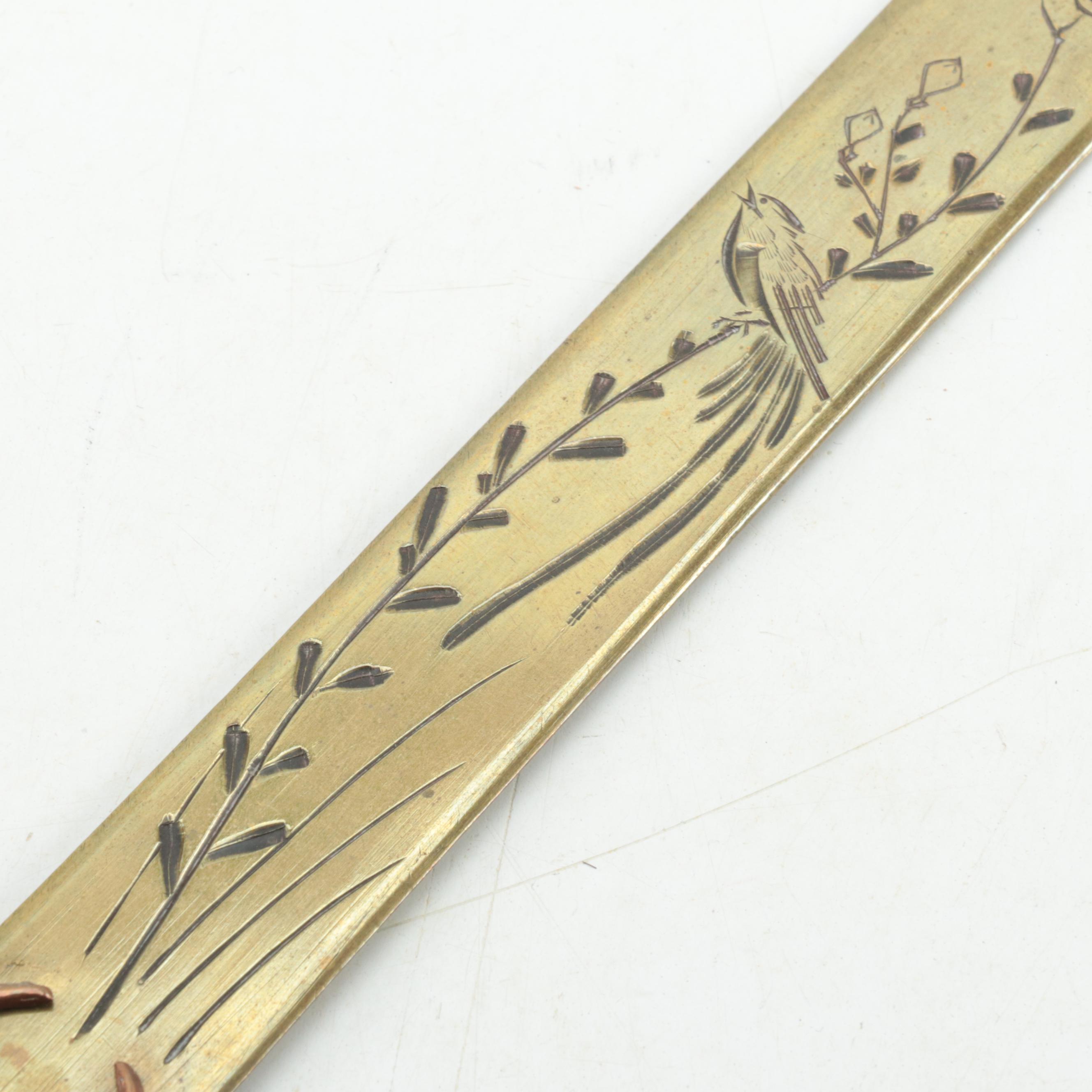 Japanese Mixed Metal Letter Opener or Page Turn, Early 20th Century