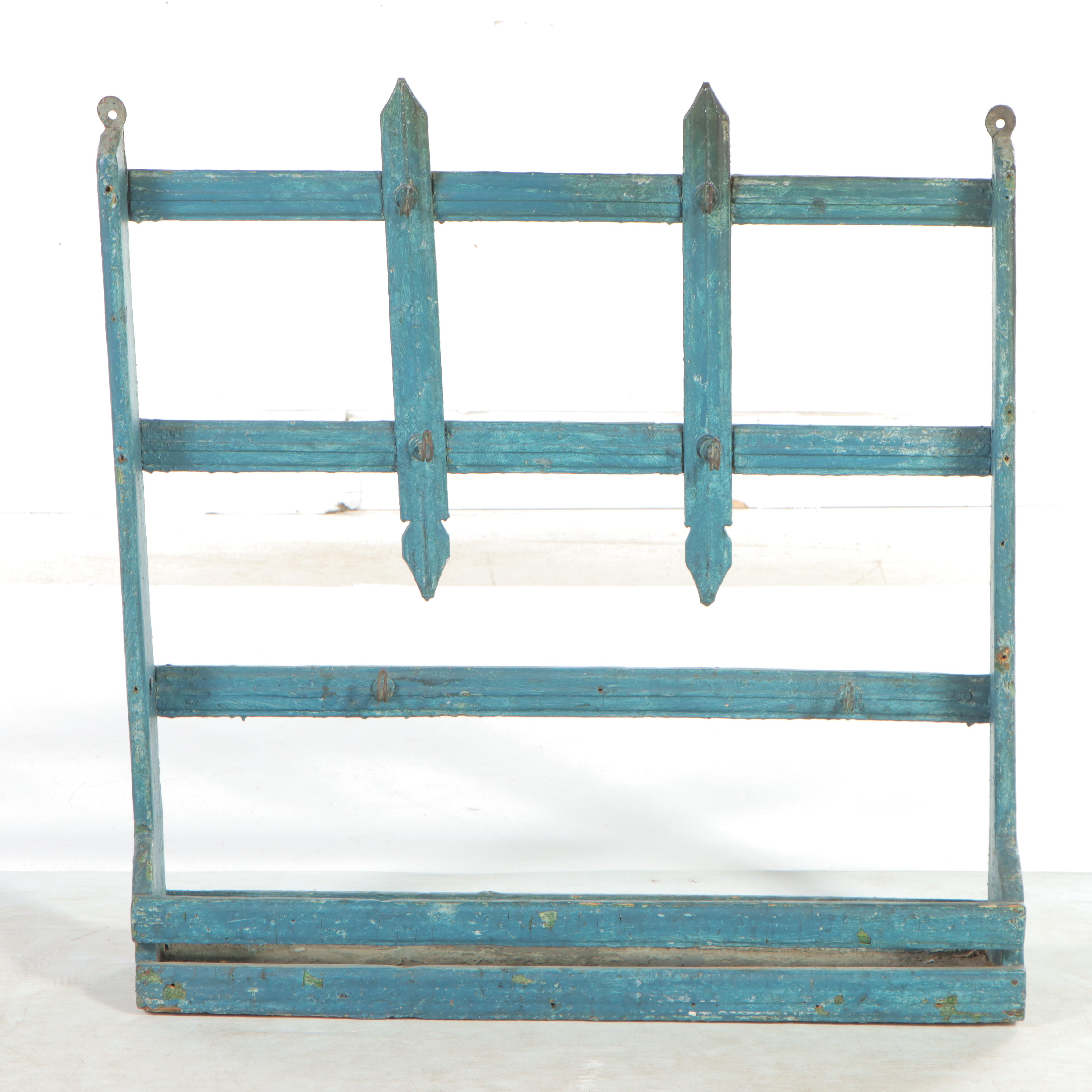 American Primitive Painted Wooden Cup Rack