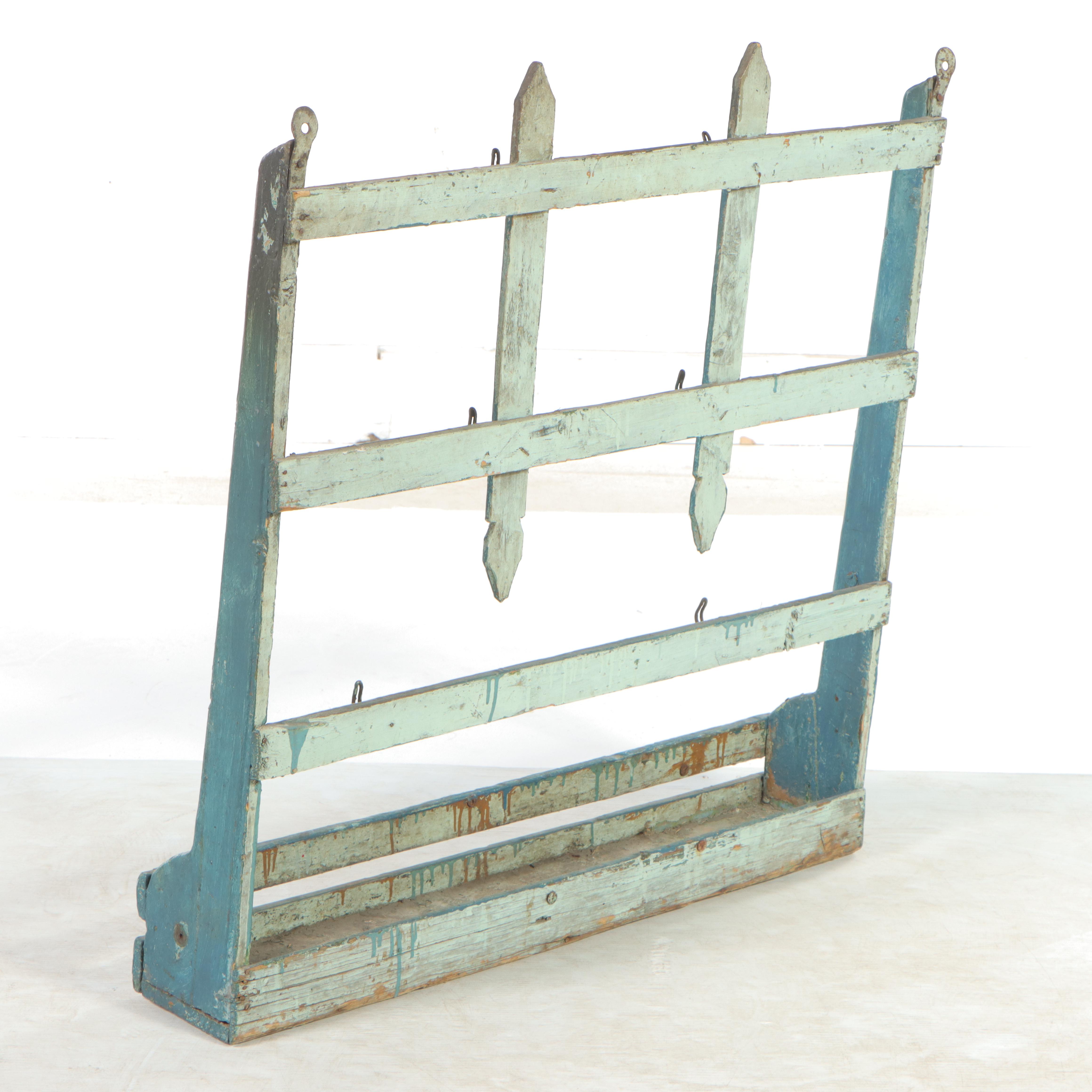 American Primitive Painted Wooden Cup Rack
