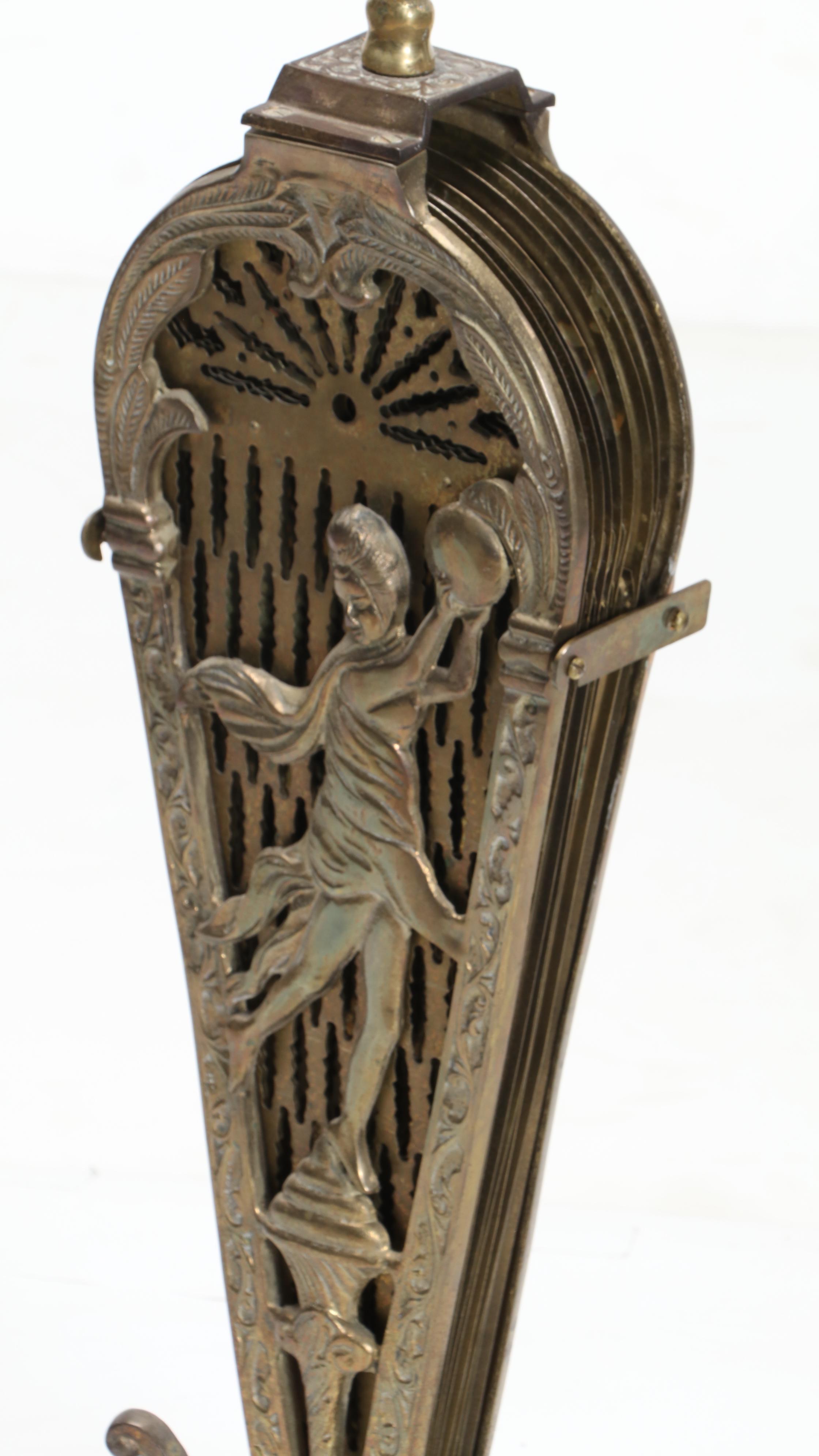 Rococo Style Brass Fan Shaped Fire Screen, Mid-20th Century