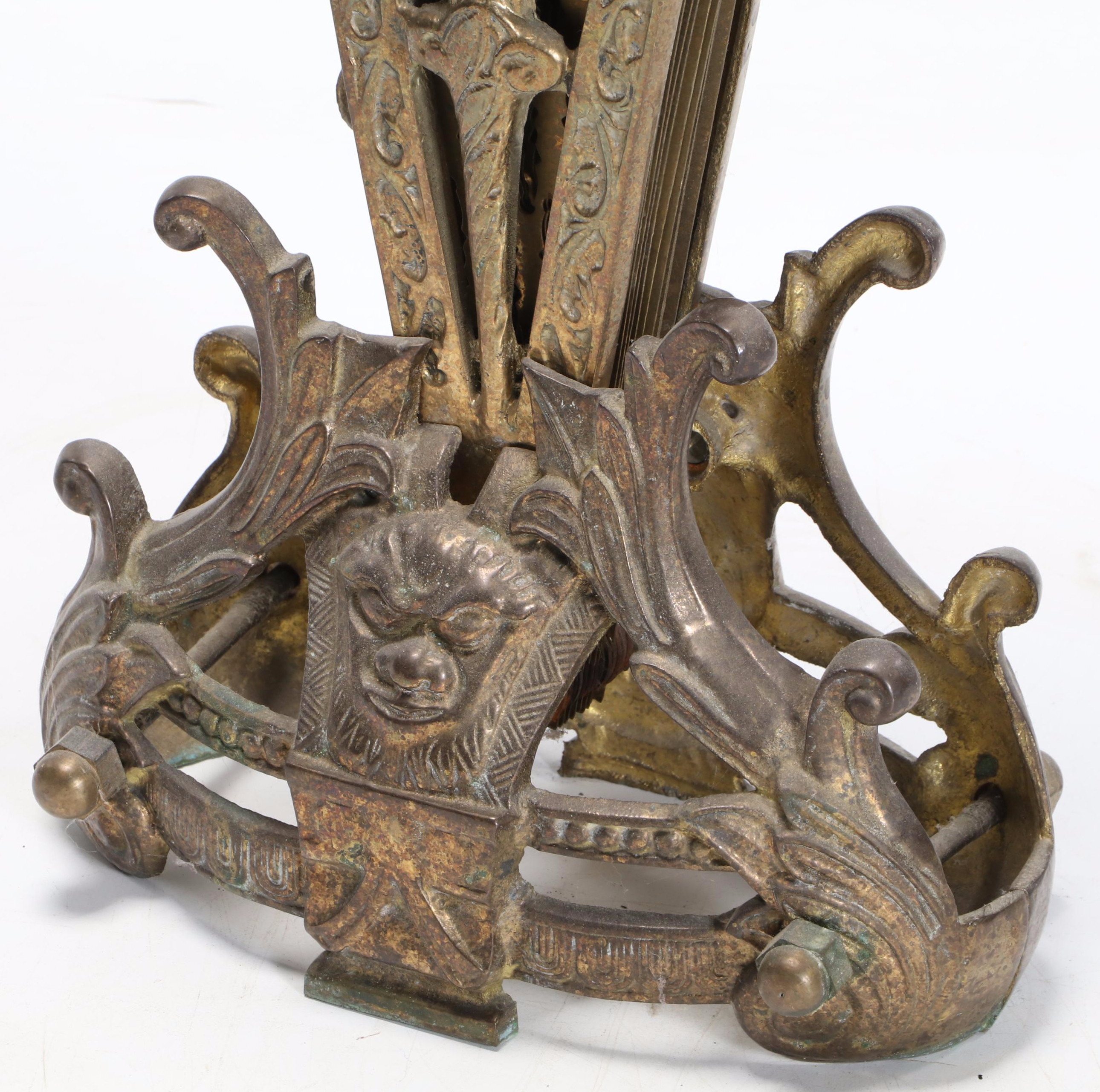 Rococo Style Brass Fan Shaped Fire Screen, Mid-20th Century