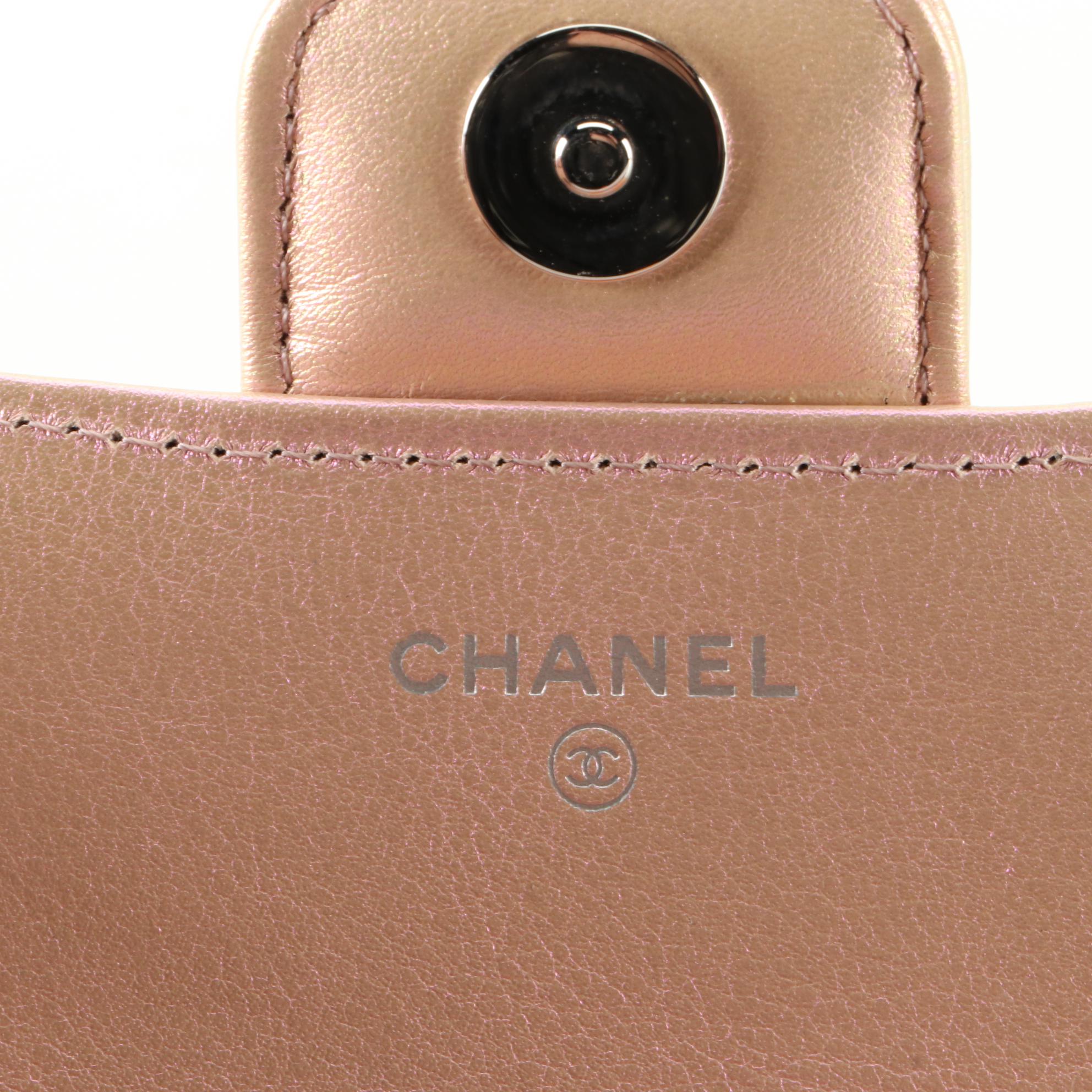 Chanel Classic Glasses Case on Chain in Quilted Iridescent Lambskin Leather