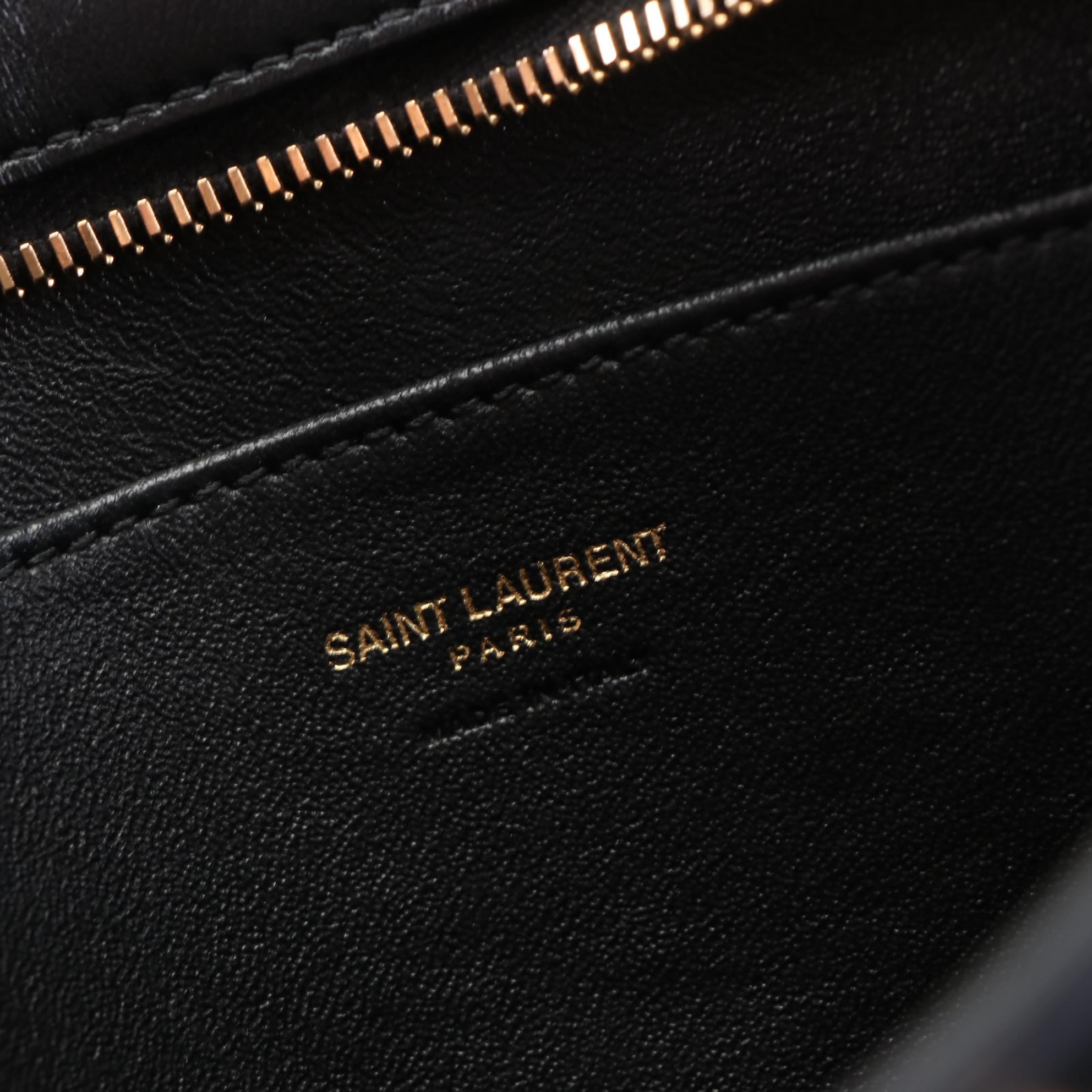Saint Laurent Baby Monogram Cabas Bag in Black Calfskin Leather