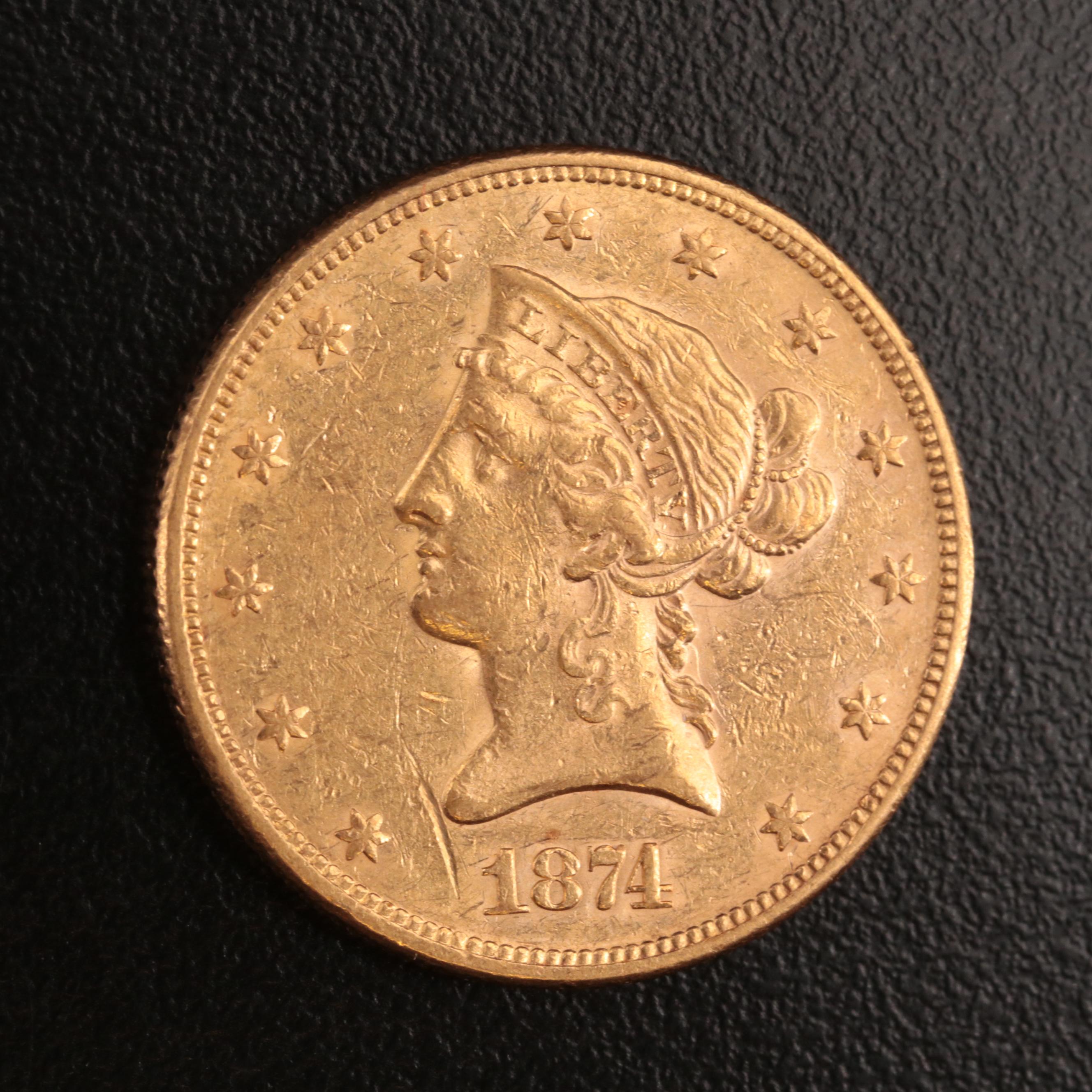 1874 Liberty Head $10 Gold Coin