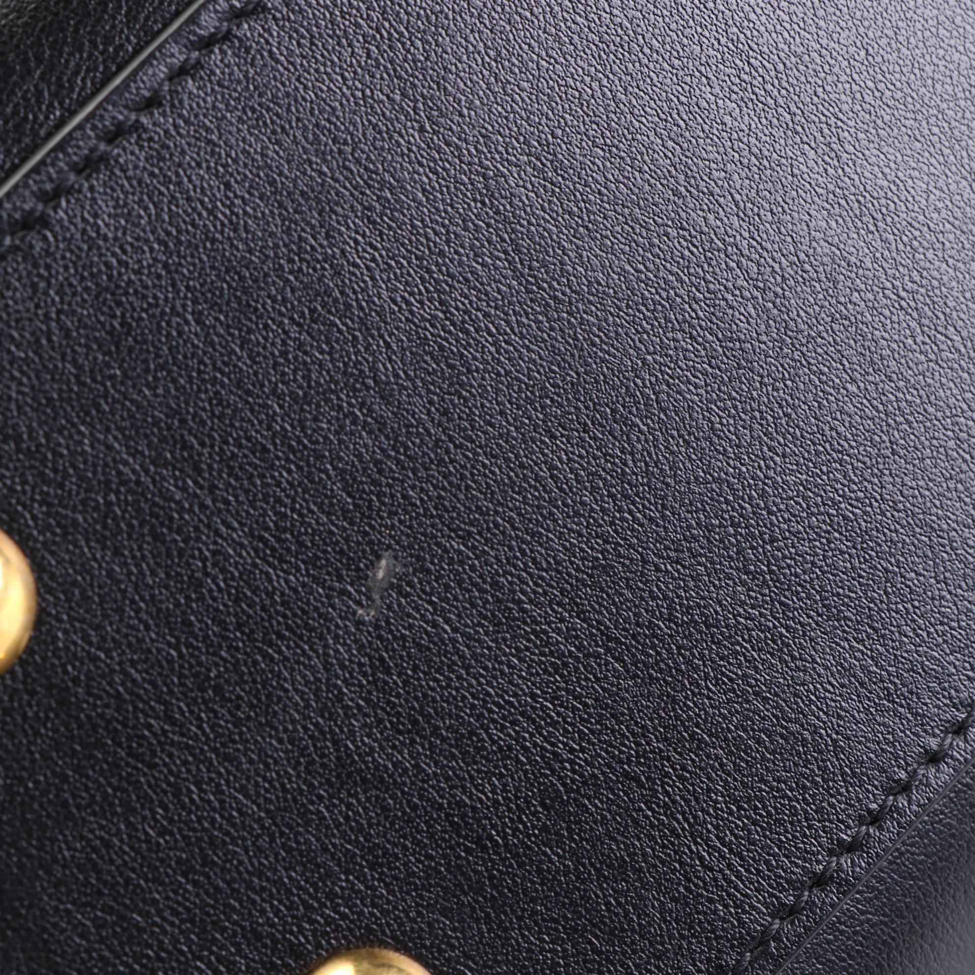 Saint Laurent Baby Monogram Cabas Bag in Black Calfskin Leather