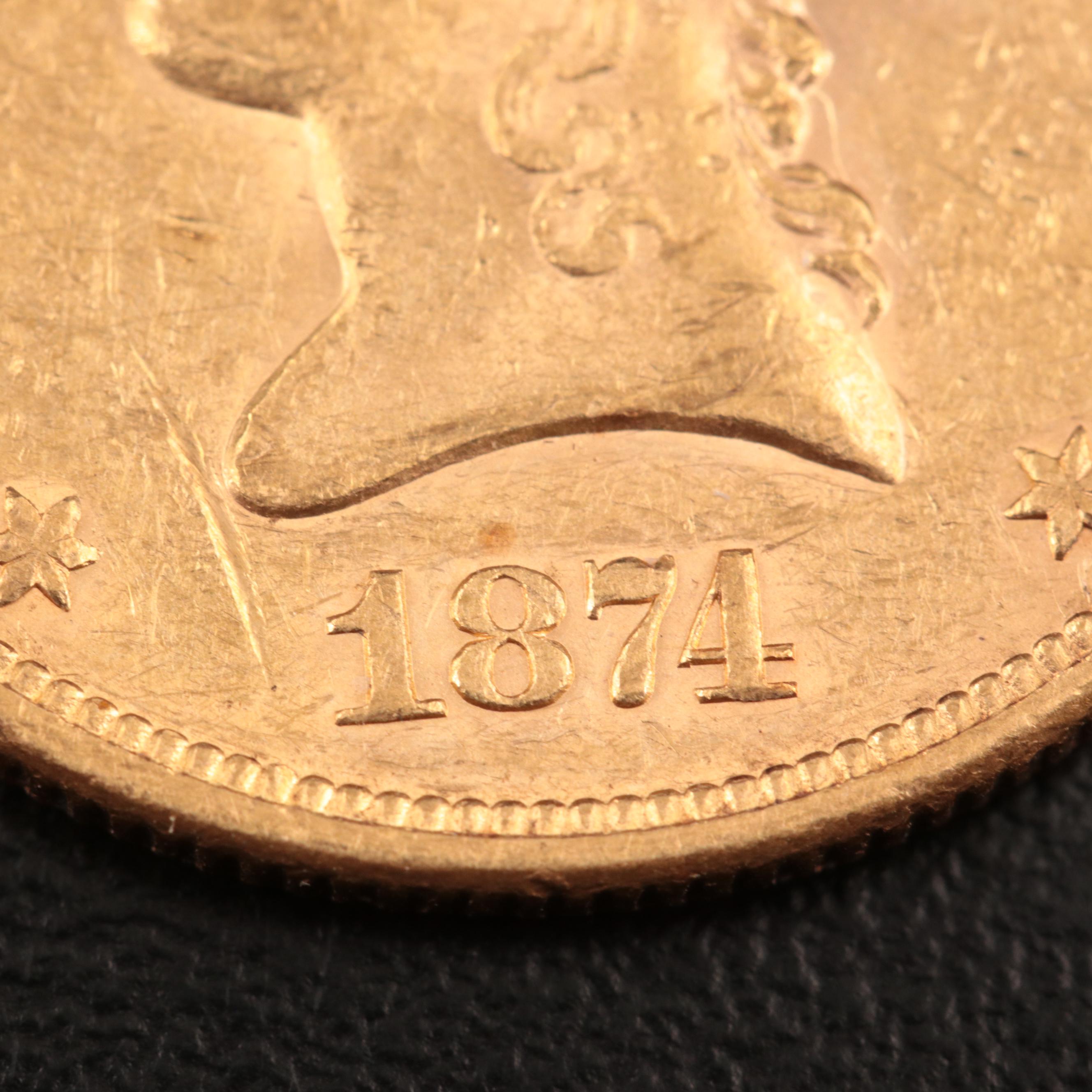 1874 Liberty Head $10 Gold Coin