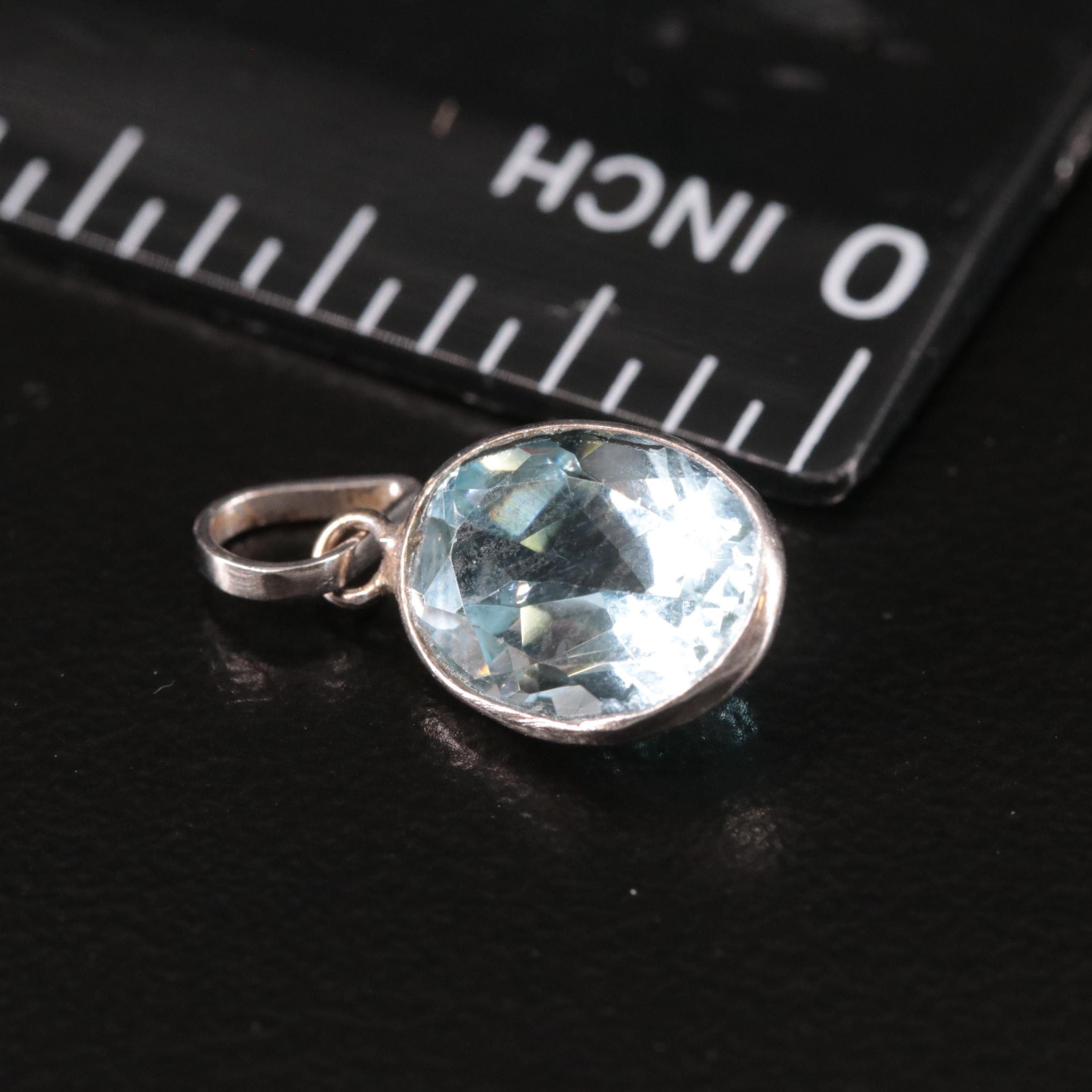 14K Blue Topaz Pendant