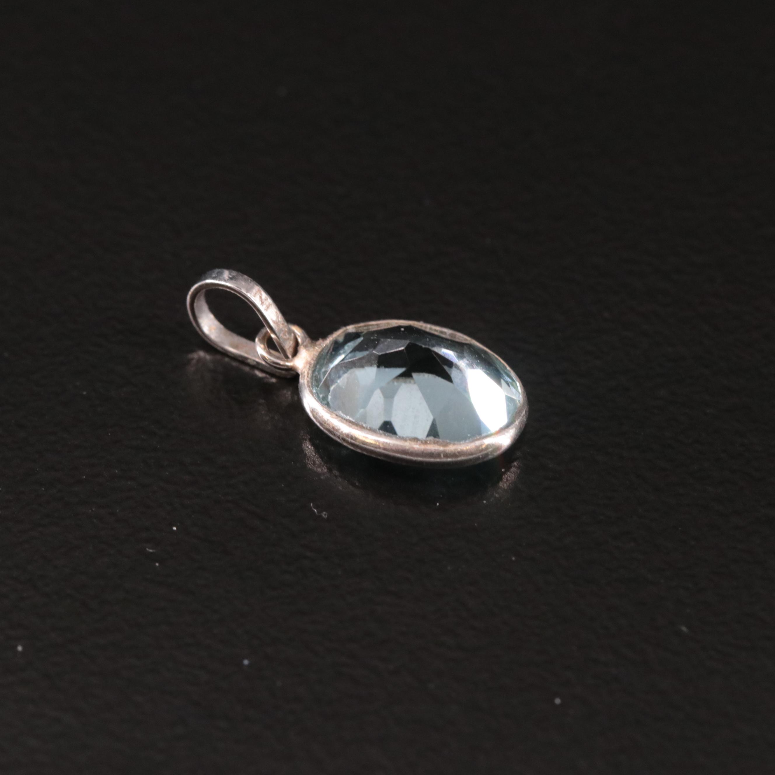 14K Blue Topaz Pendant