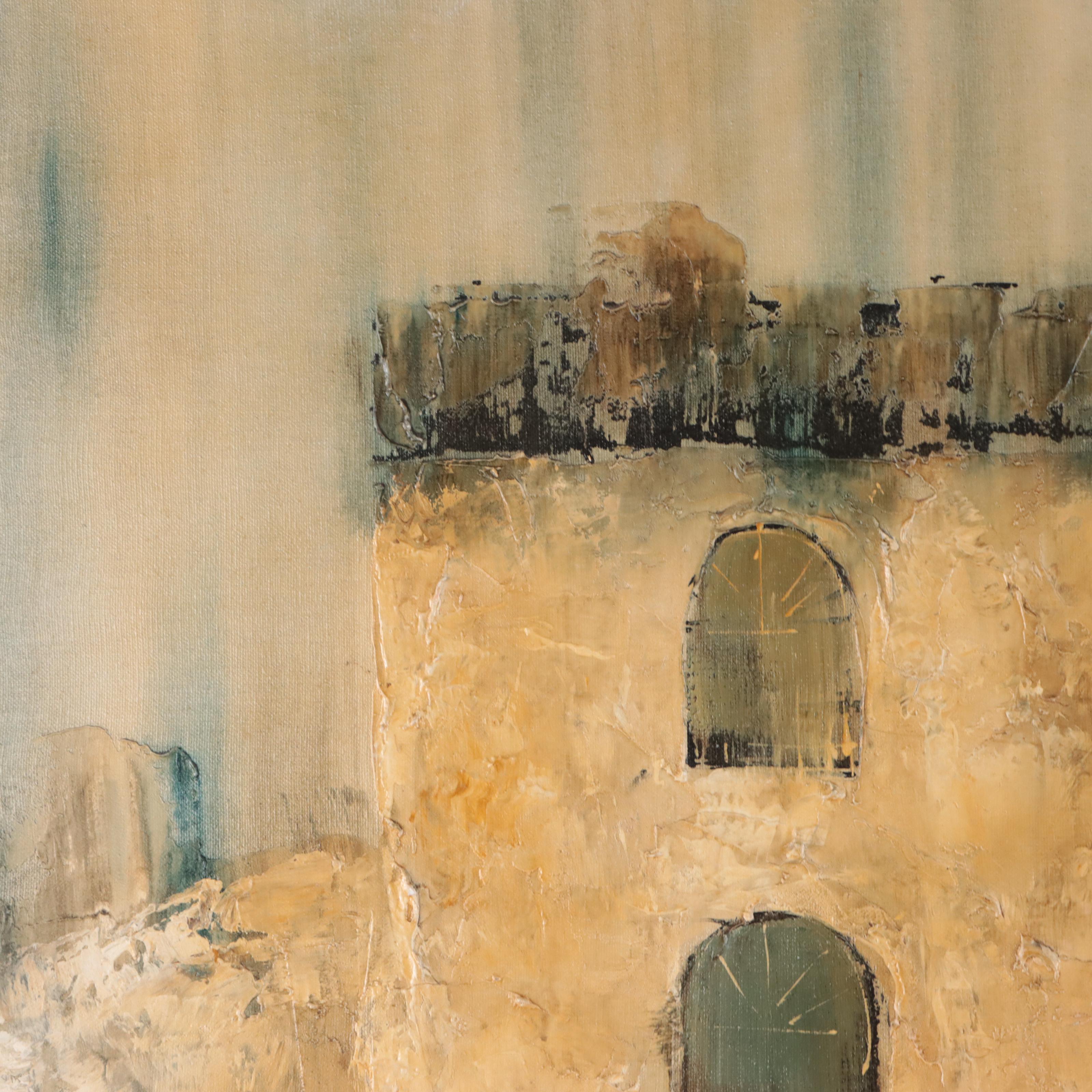 R. Shaw Impressionist Style Acrylic Painting of Street Scene