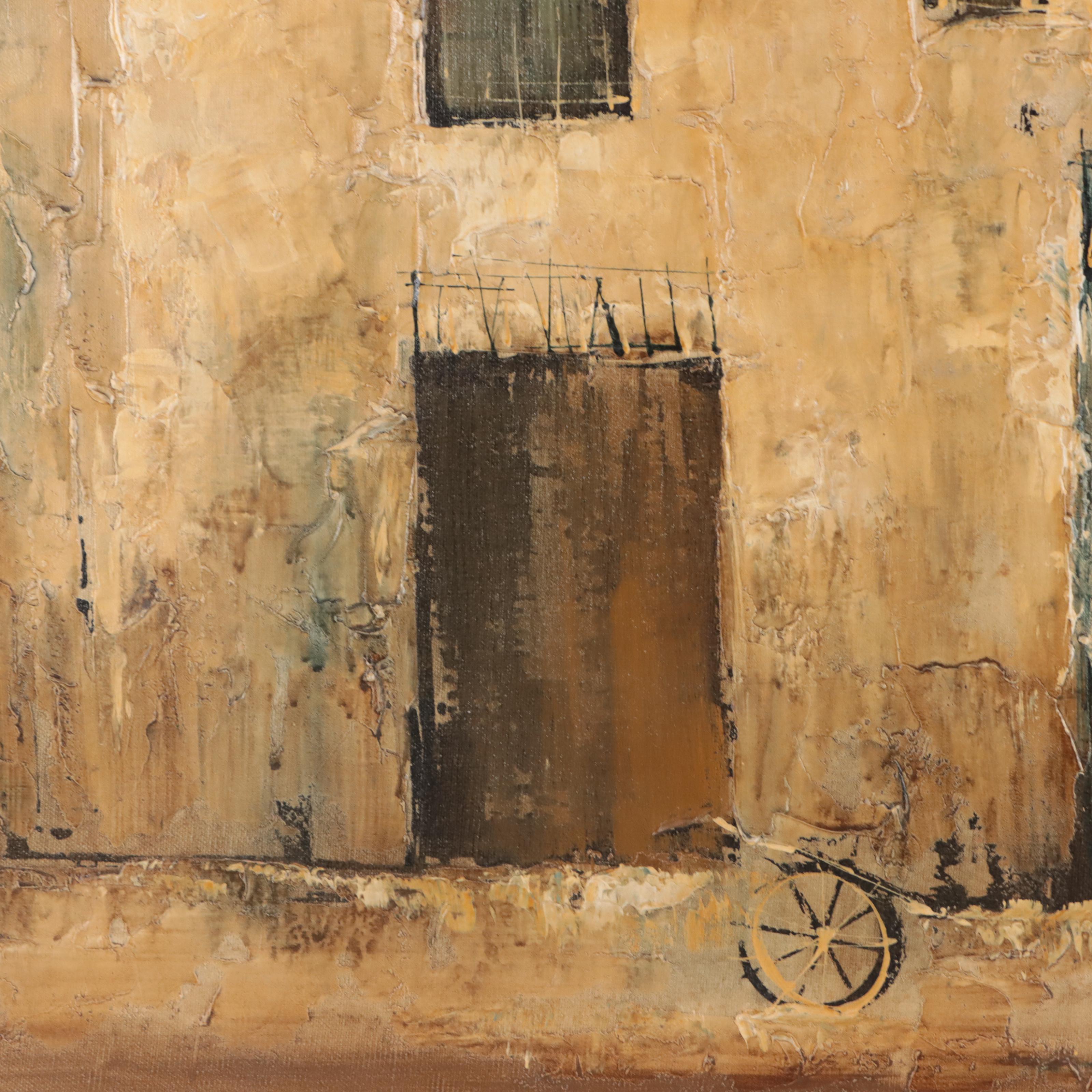 R. Shaw Impressionist Style Acrylic Painting of Street Scene